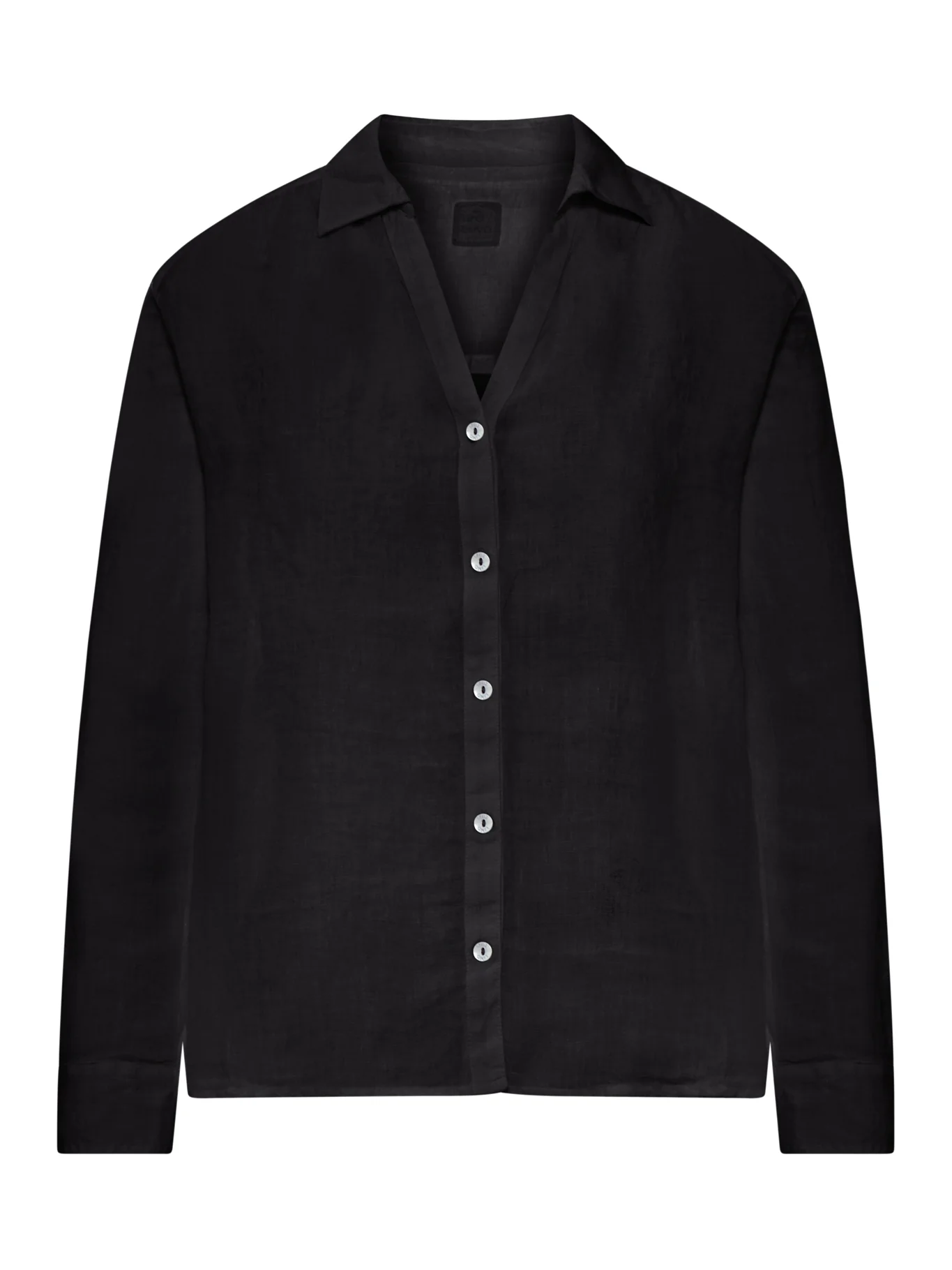 LINEN SHIRT WITH COLLAR AND V-NECK