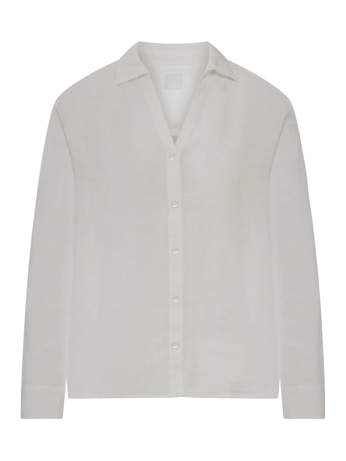 LINEN SHIRT WITH COLLAR AND V-NECK