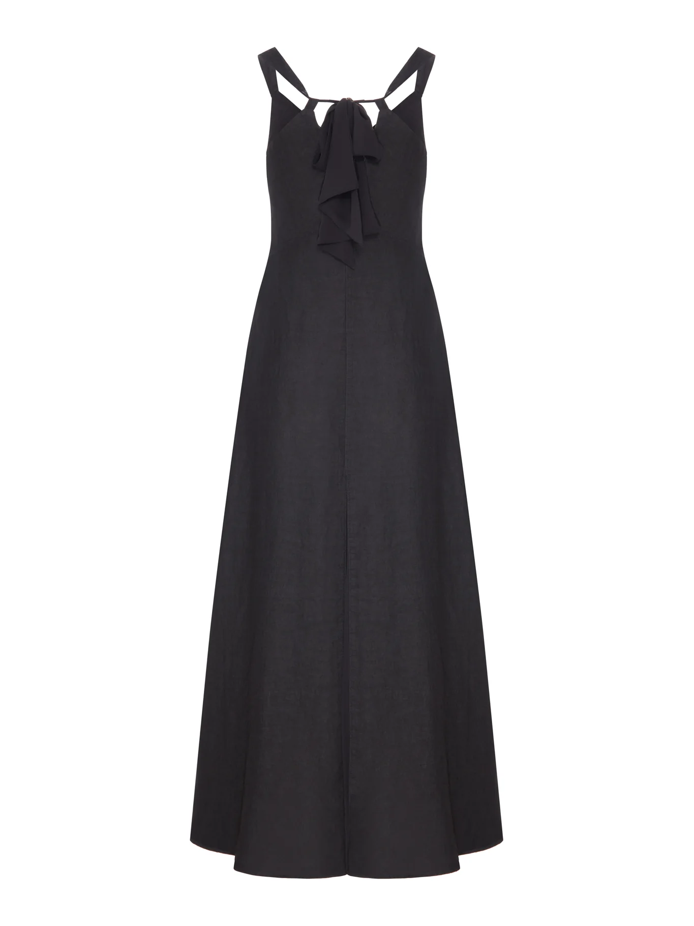 LONG LINEN DRESS WITH CHIFFON INSERTS - Image 2