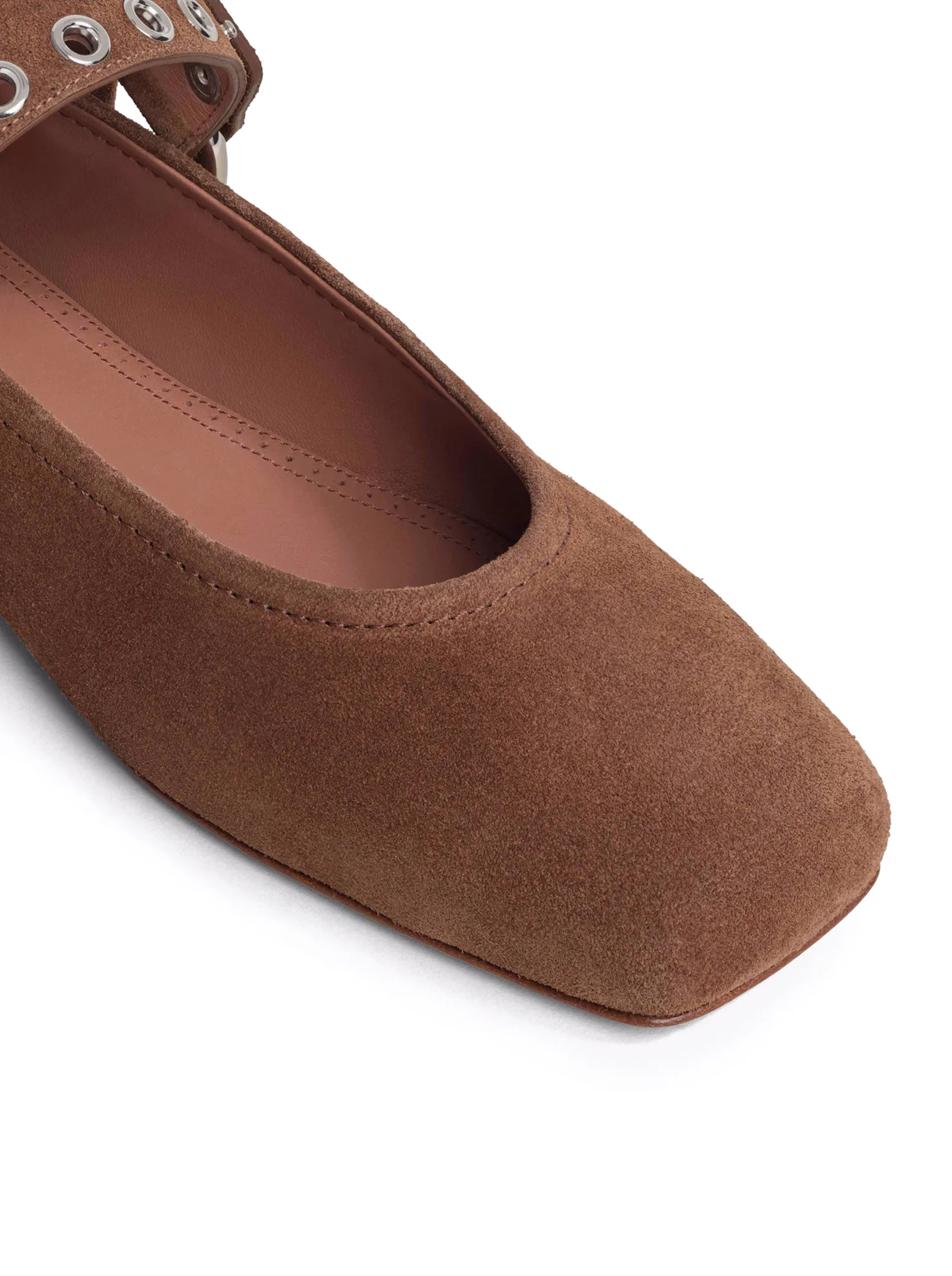 FLAT BIKER BALLERINAS IN SUEDE - Image 4
