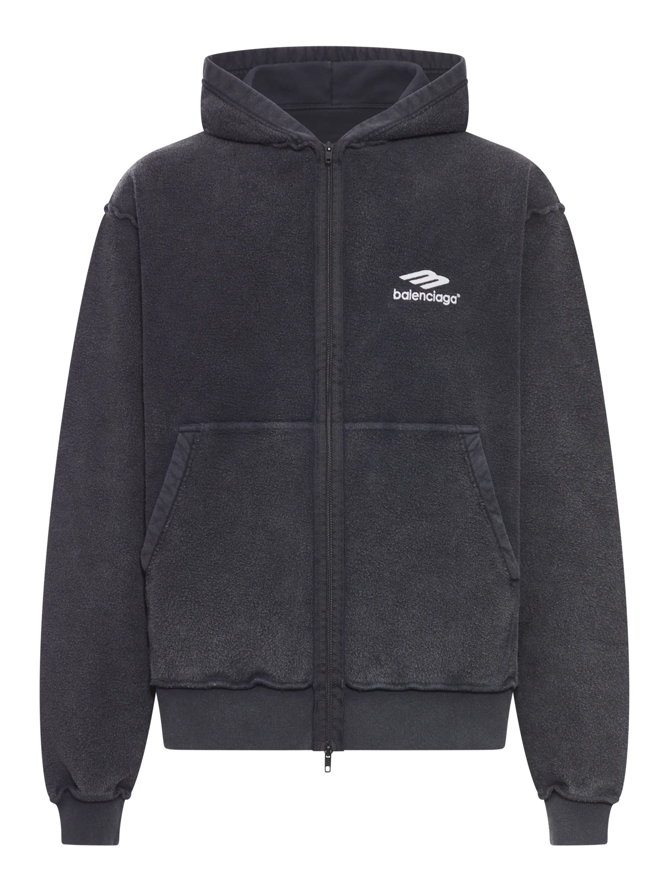 3B SPORTS ICON INSIDE-OUT ZIP-UP SWEATSHIRT IN FADED BLACK