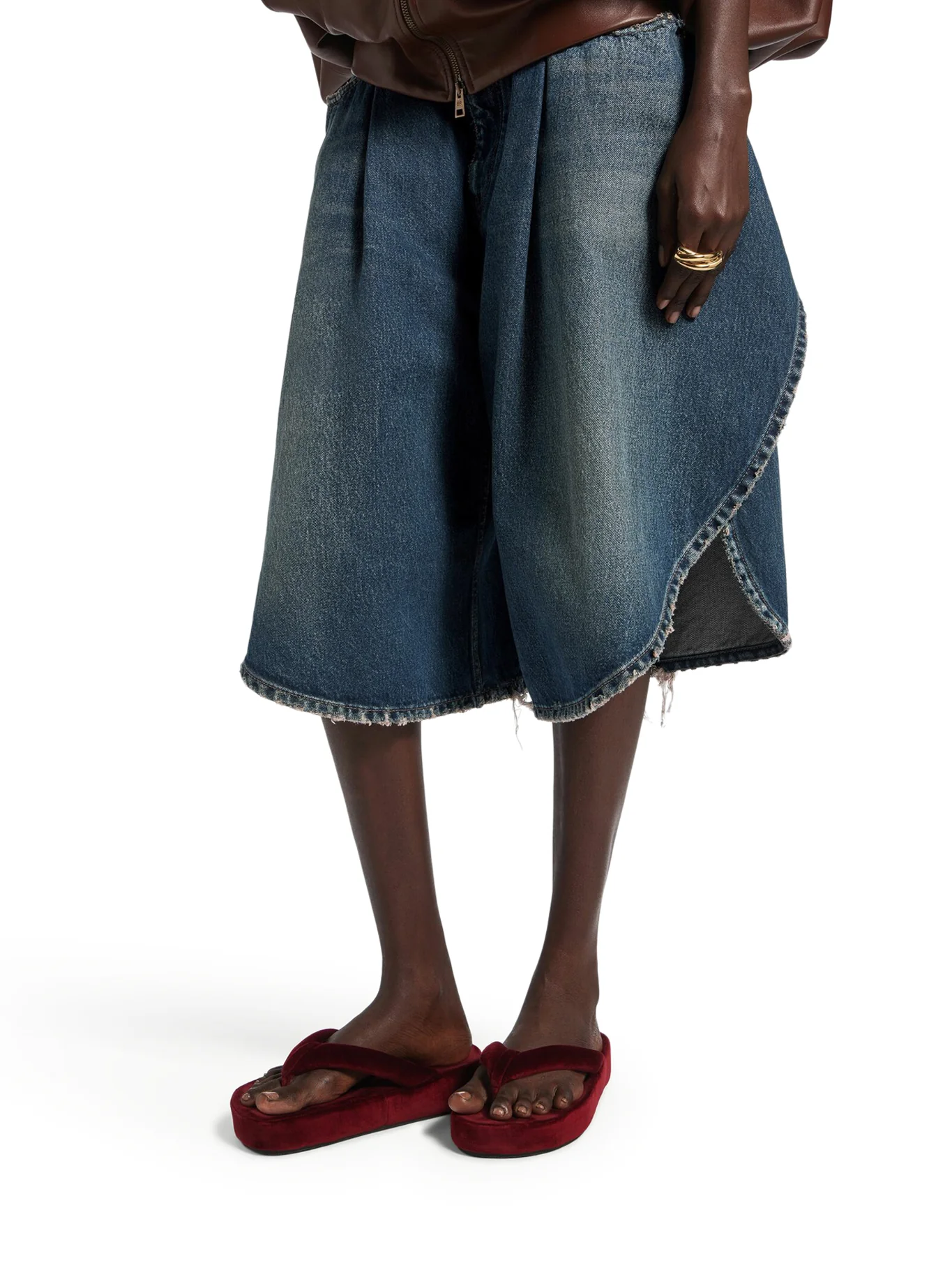 DARK OCEAN DENIM TULIP SHORTS - Image 5