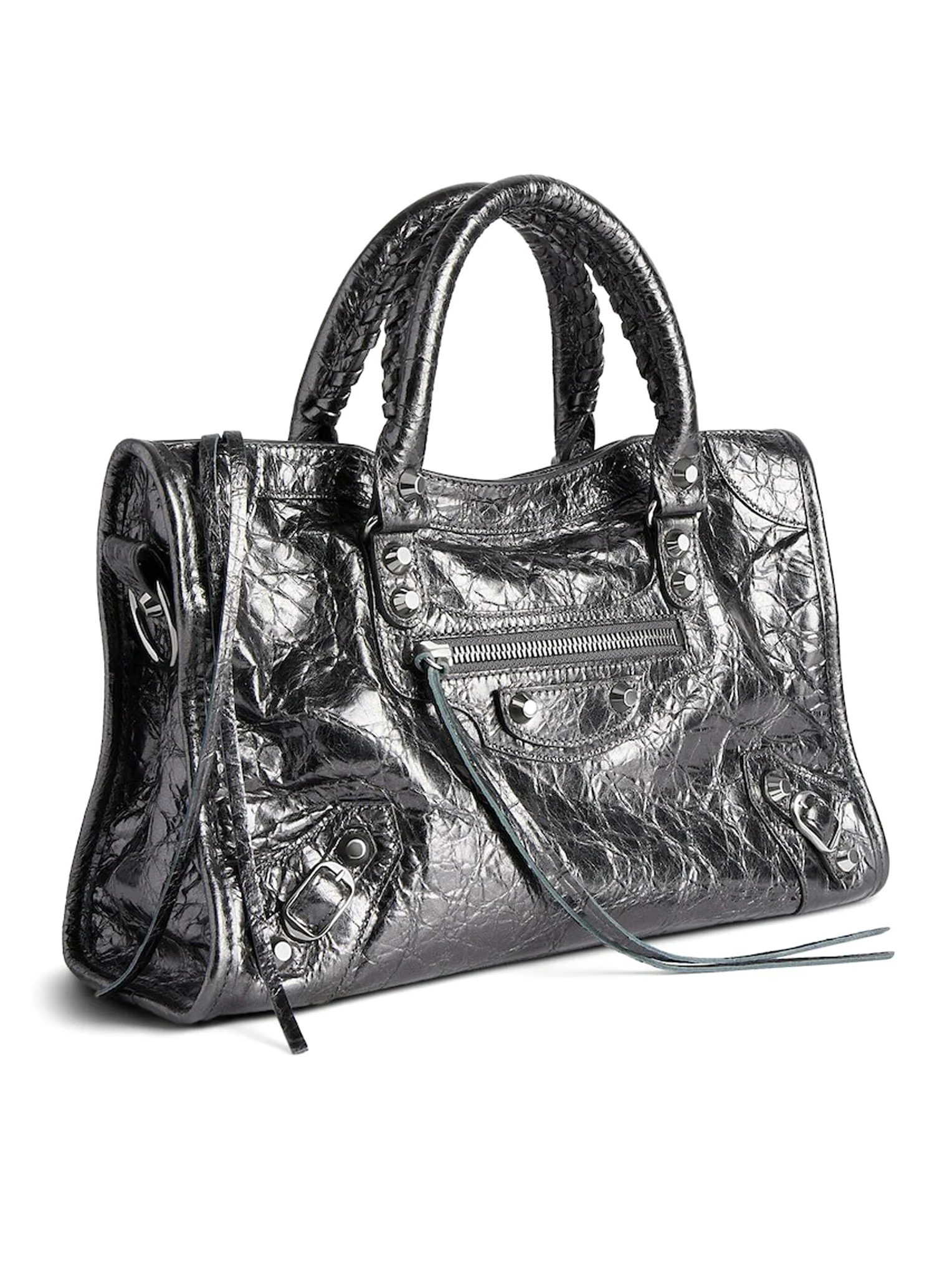 LE CITY SMALL METALLIC WOMEN`S BAG IN STEEL GREY - Image 2