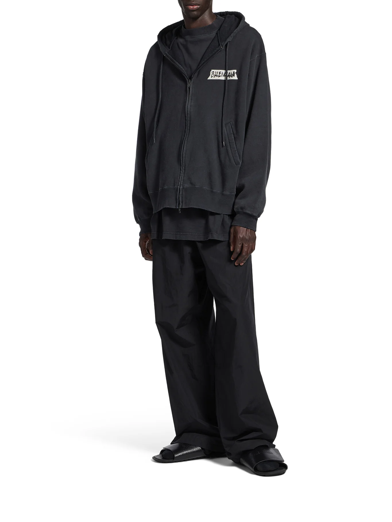 MEN`S MASKING TAPE OVERSIZED ZIP-UP HOODIE - Image 2