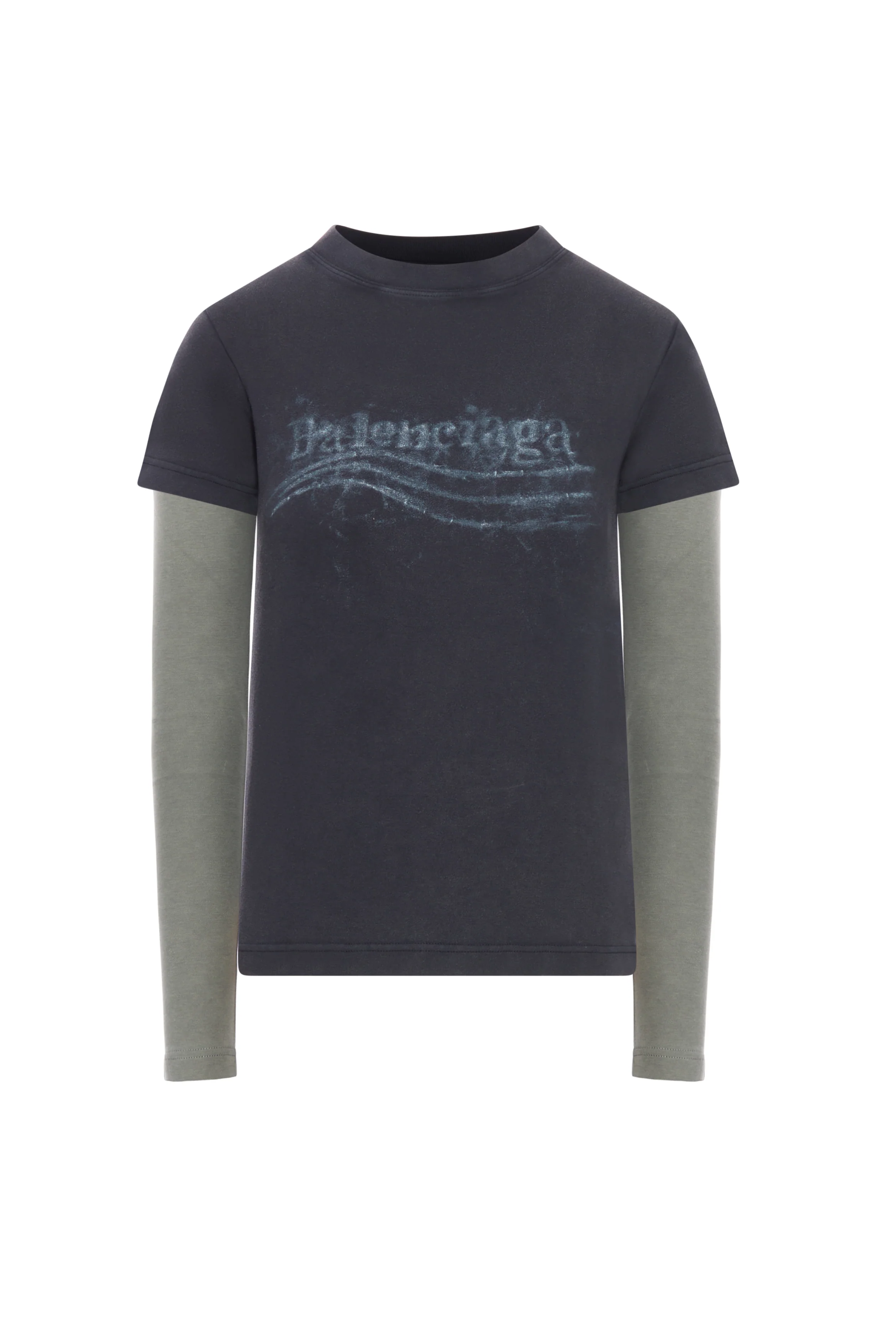 WASHED CRAYON POLITICAL DOUBLE-SLEEVED T-SHIRT