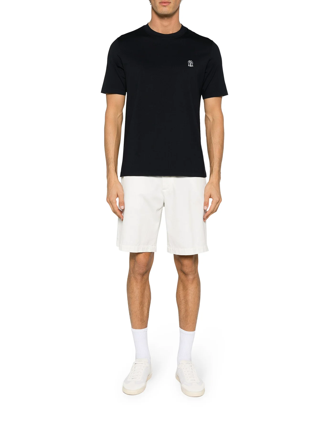 BLUE COTTON T-SHIRT WITH CONTRASTING LOGO PRINT - Image 2