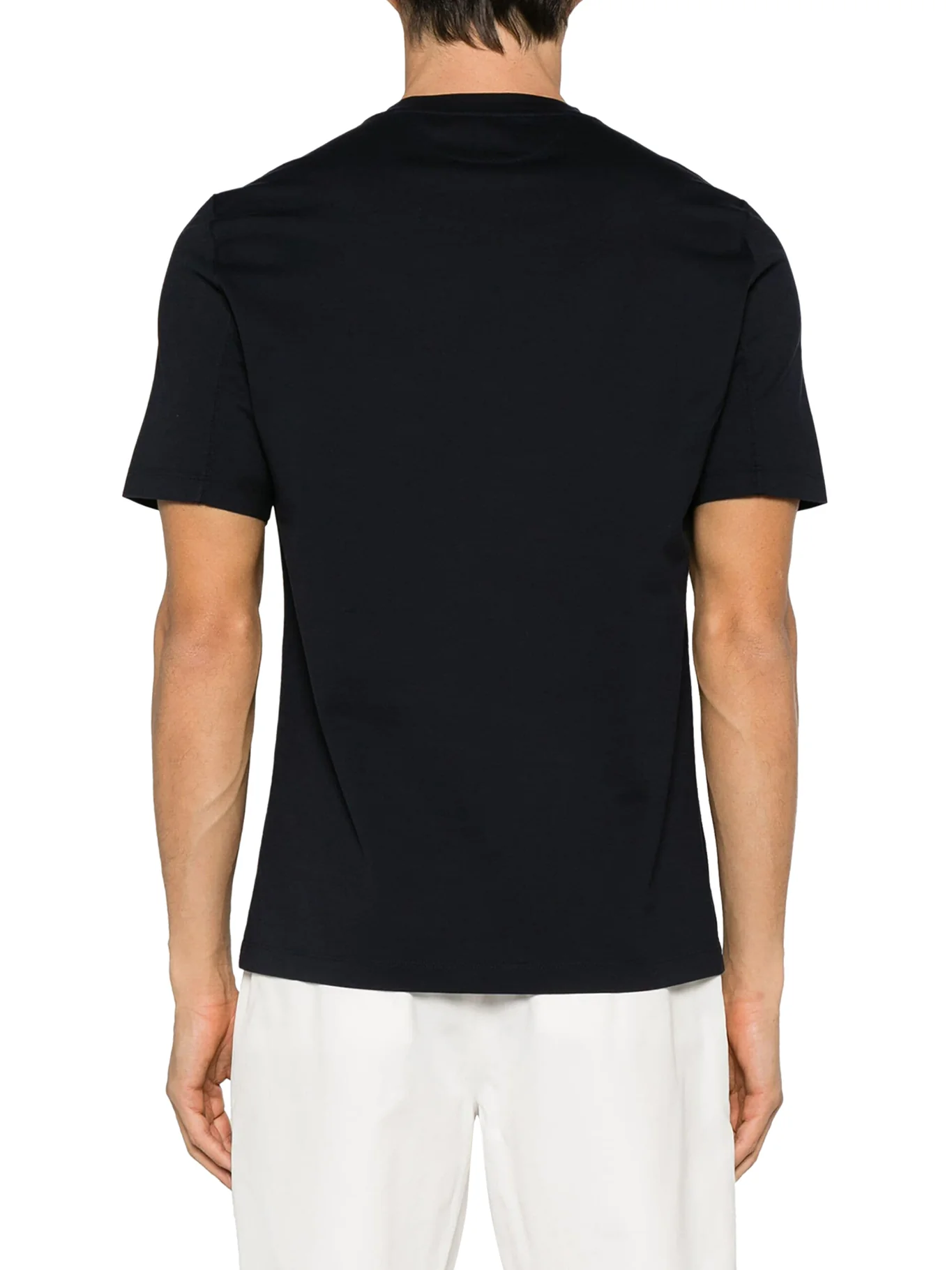 BLUE COTTON T-SHIRT WITH CONTRASTING LOGO PRINT - Image 4