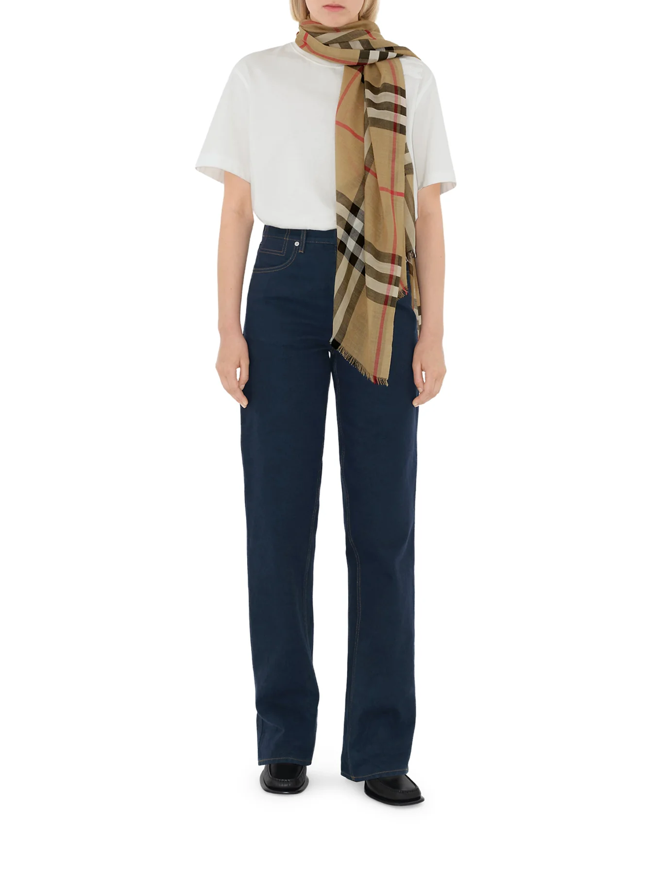 CHECK WOOL AND SILK SCARF - Image 2