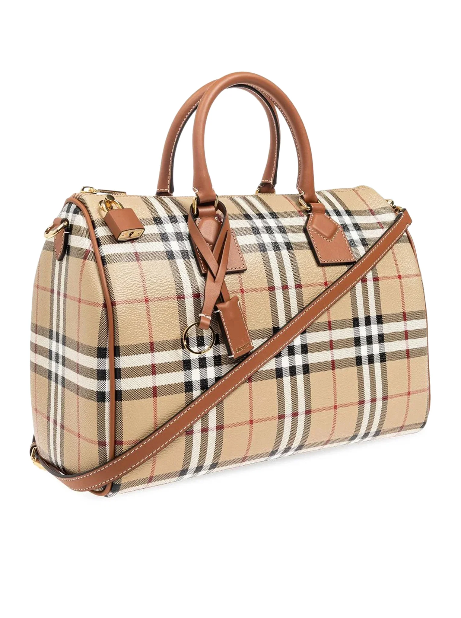 CHECKED ZIPPED BOWLING TOTE BAG - Image 3