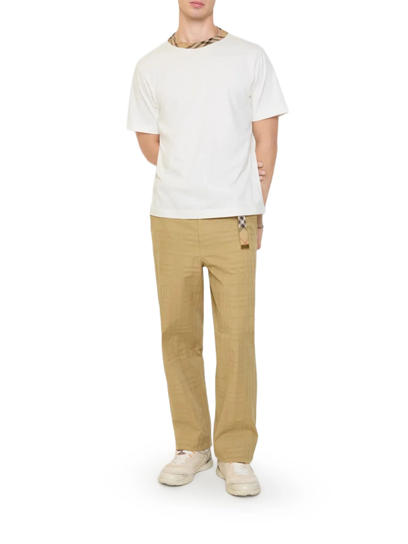 TEXTURED CHECK COTTON TROUSERS - Image 2