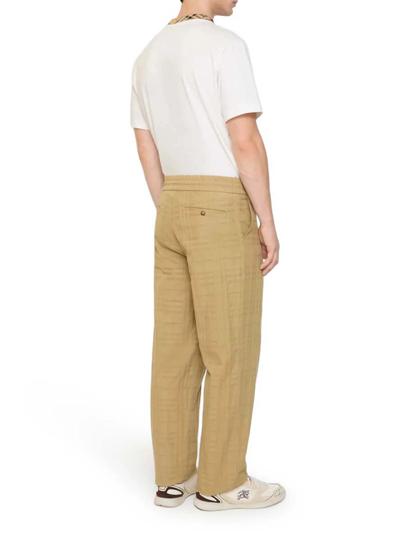 TEXTURED CHECK COTTON TROUSERS - Image 3