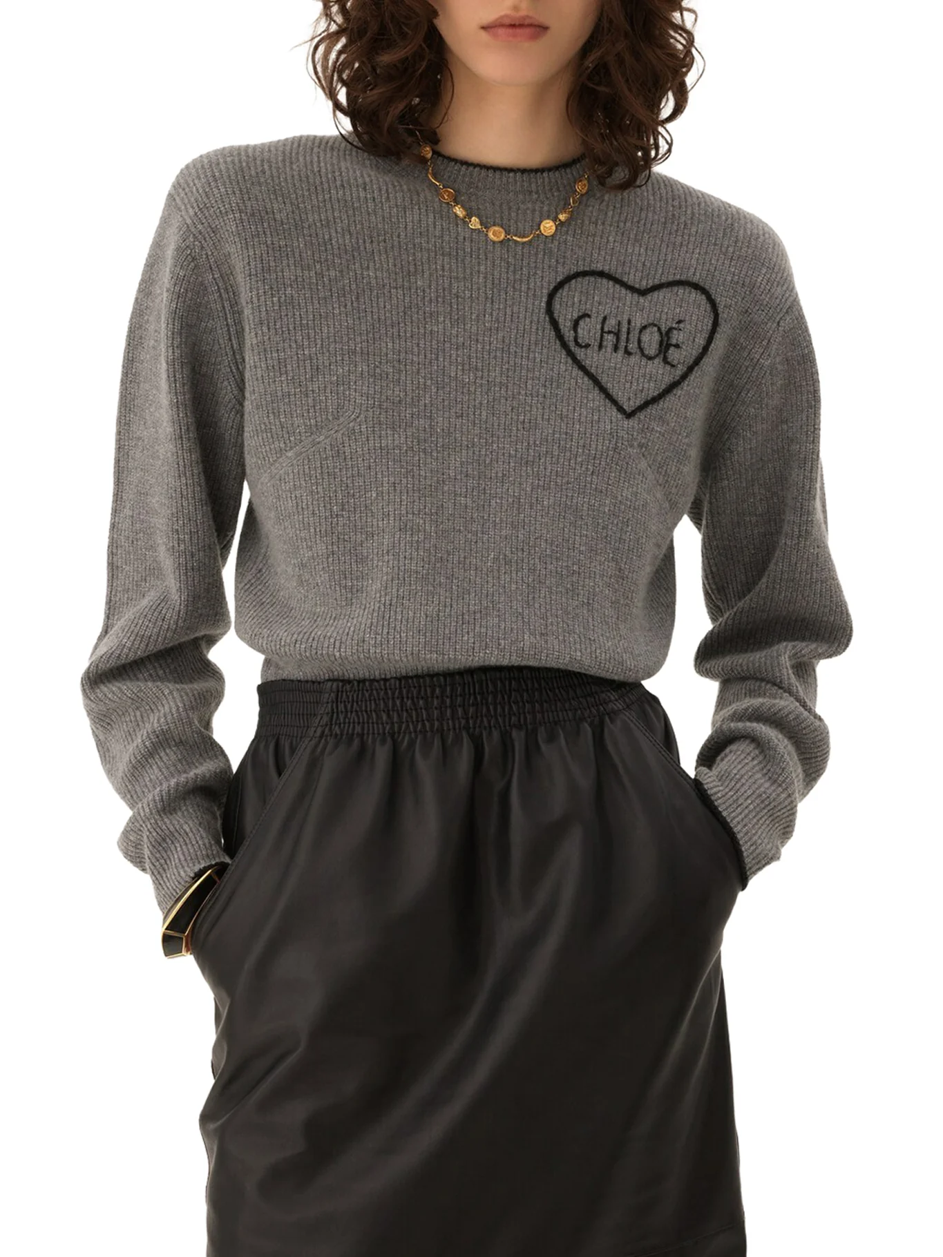 CROPPED WOOL KNIT SWEATER WITH LOGO - Image 3