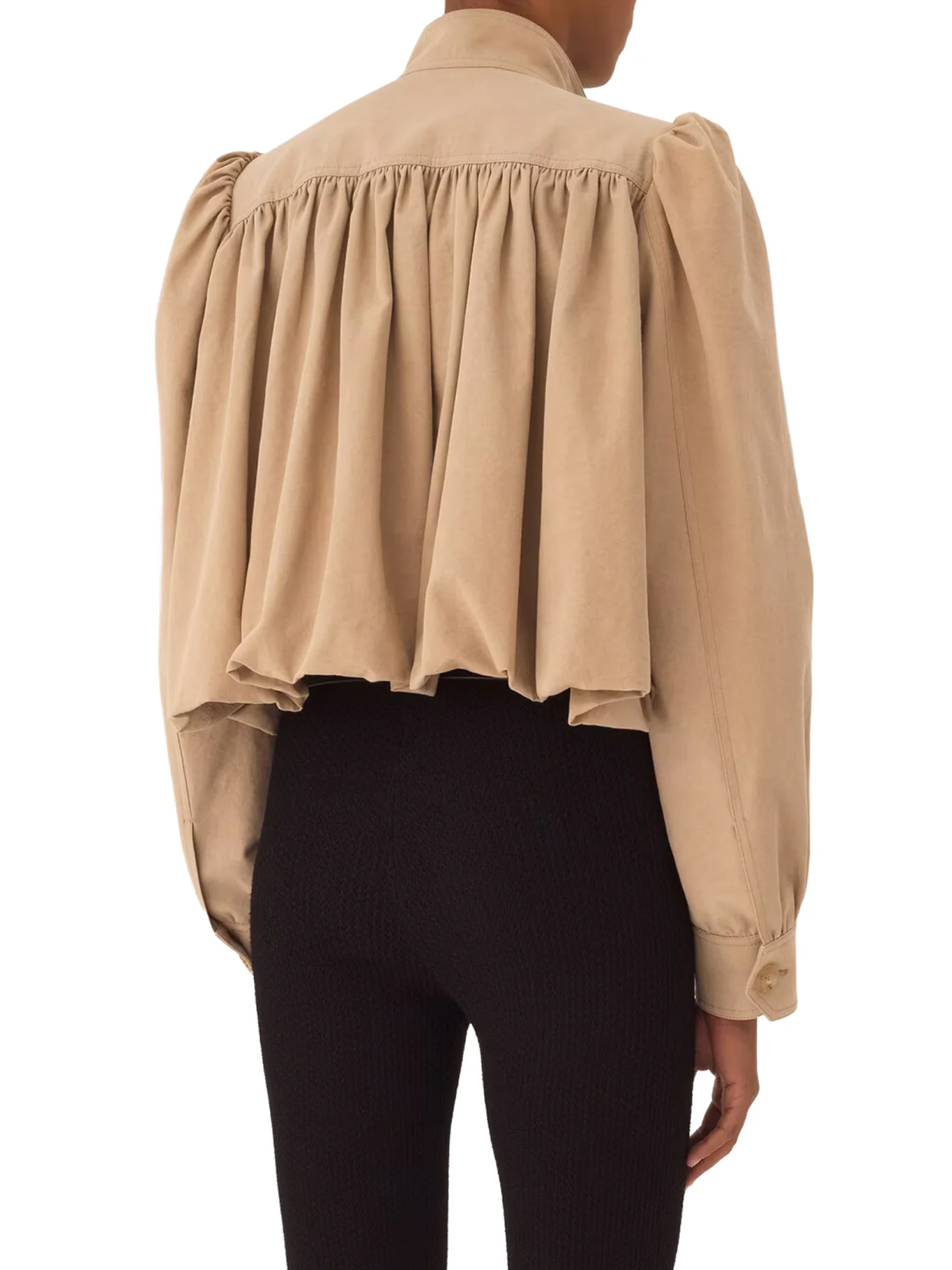 SHORT COTTON JACKET WITH GRIPPED SLEEVES - Image 4
