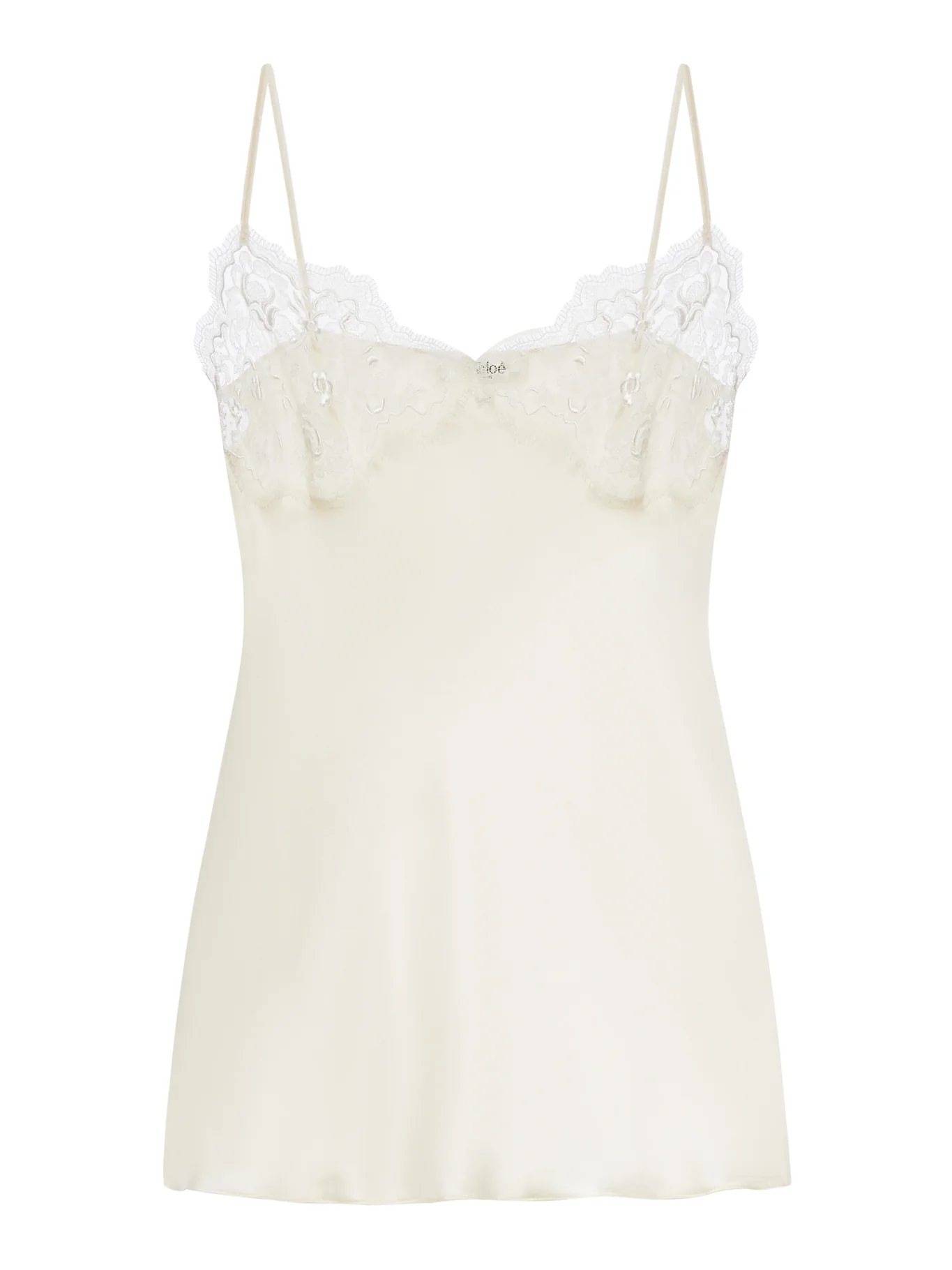TANK TOP IN WASHED SILK SATIN AND LACE