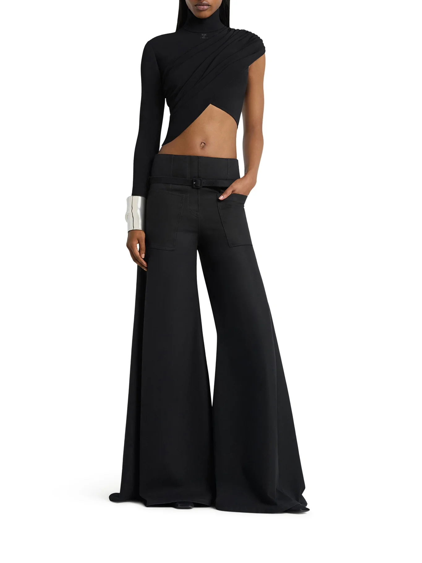 ASYMMETRIC CROPPED JERSEY TOP - Image 2
