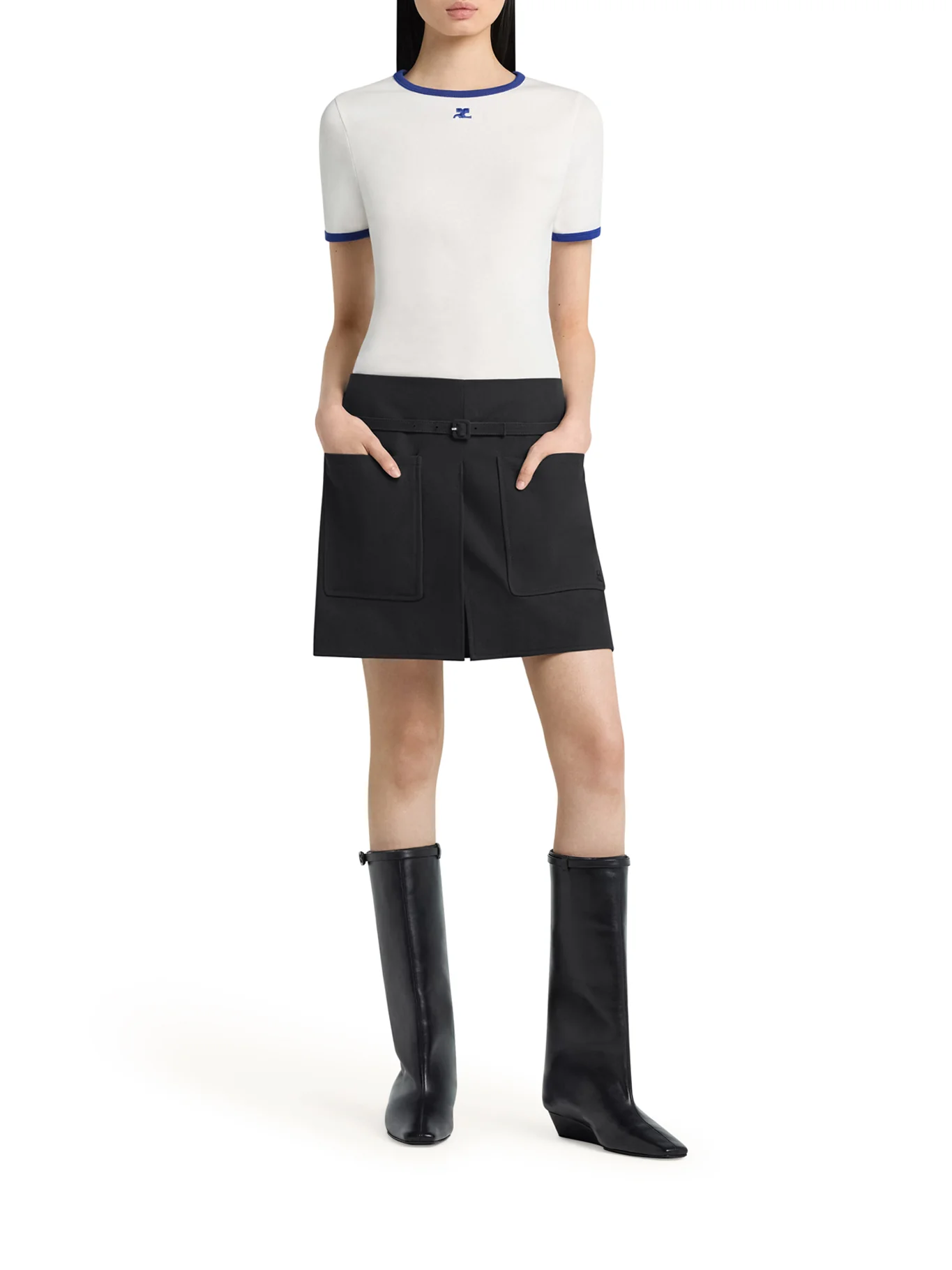 COTTON T-SHIRT WITH LOGO AND CONTRASTING PROFILES - Image 2