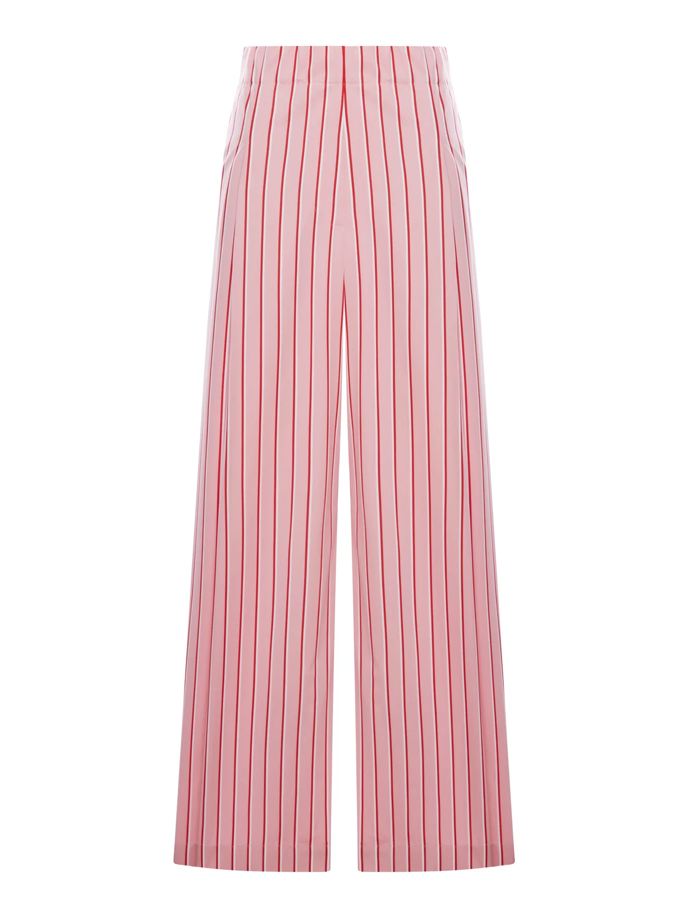 RED STRIPED COTTON PALAZZO TROUSERS