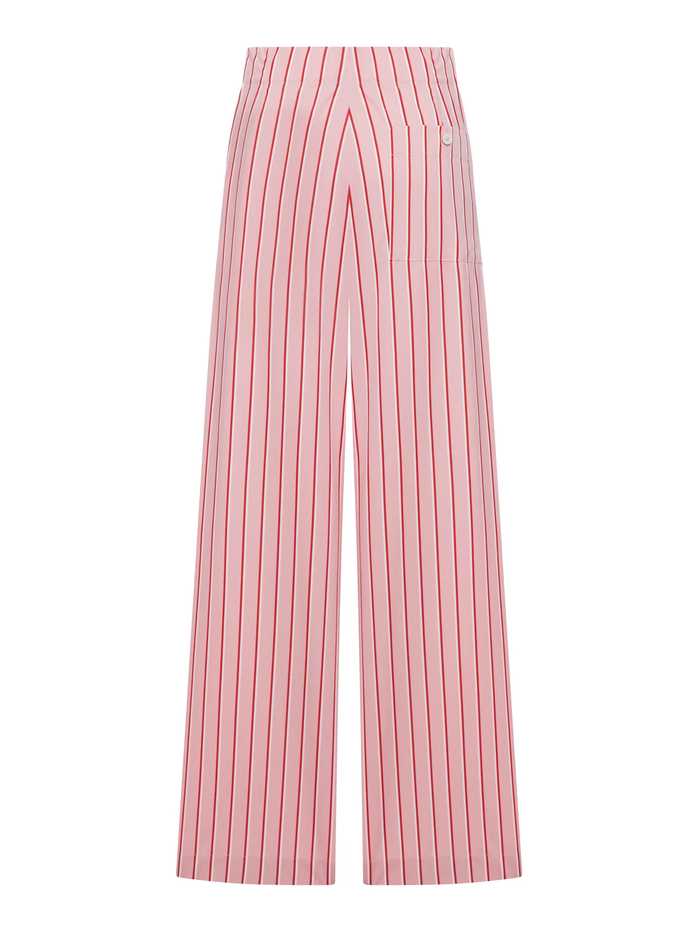 RED STRIPED COTTON PALAZZO TROUSERS - Image 2