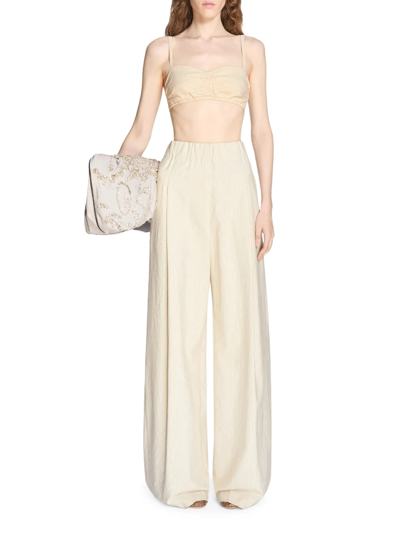 WIDE-LEG COTTON TROUSERS WITH STRIPED PATTERN - Image 2