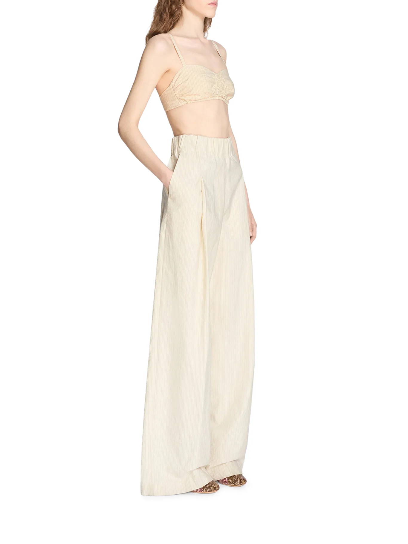 WIDE-LEG COTTON TROUSERS WITH STRIPED PATTERN - Image 4
