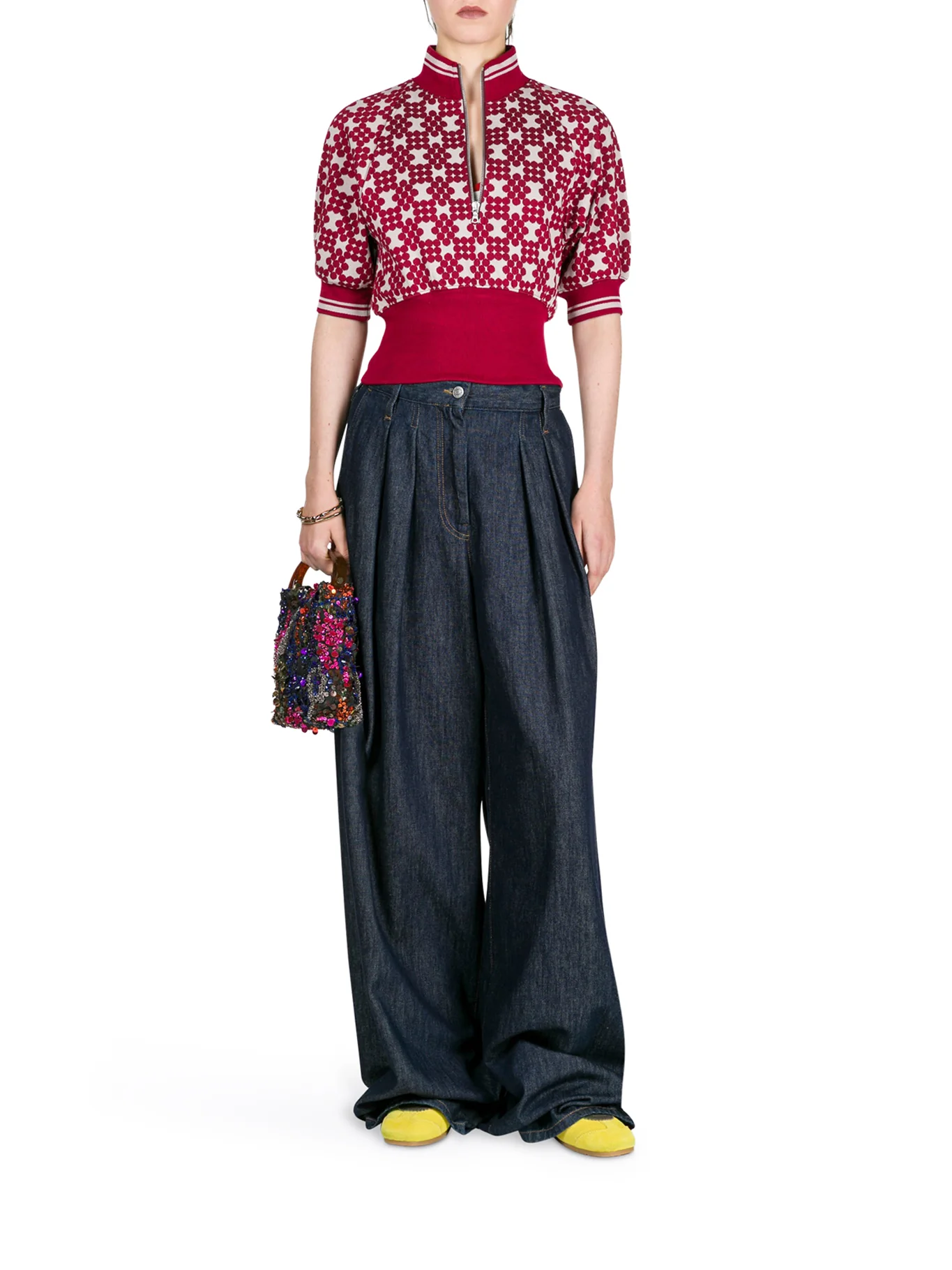 WIDE LEG JEANS WITH DARTS IN DARK DENIM - Image 2