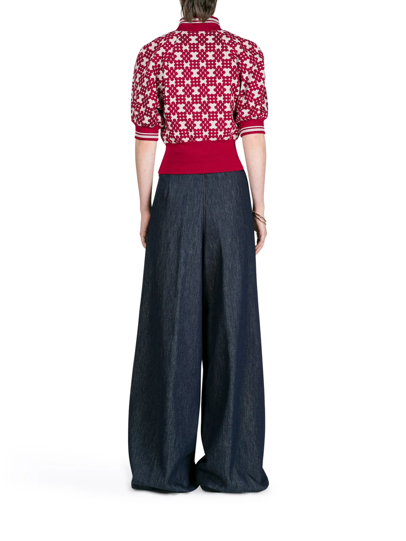 WIDE LEG JEANS WITH DARTS IN DARK DENIM - Image 3