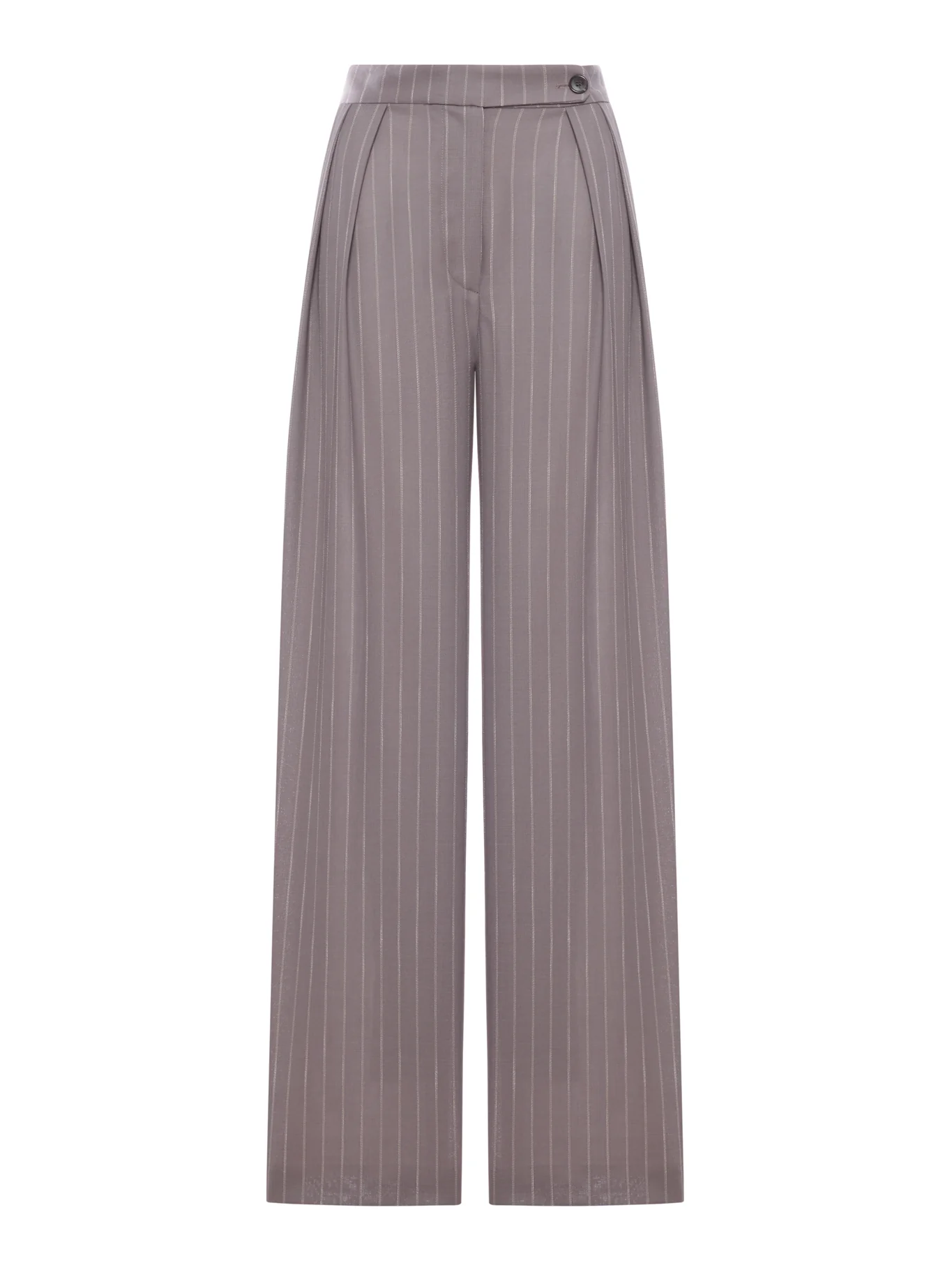 WIDE-LEG PINSTRIPED FABRIC TROUSERS WITH PLEATS