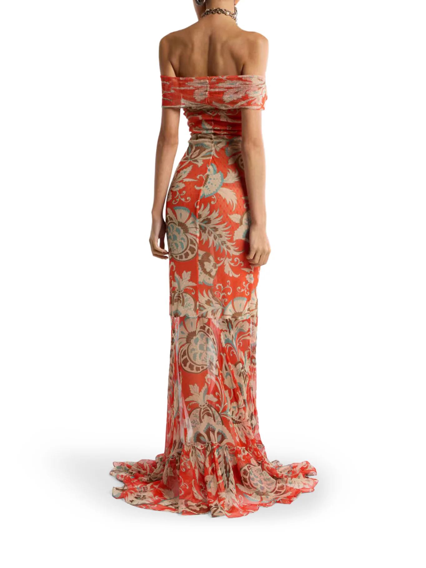 LONG DRESS WITH V-NECK AND RUFFLES - Image 3