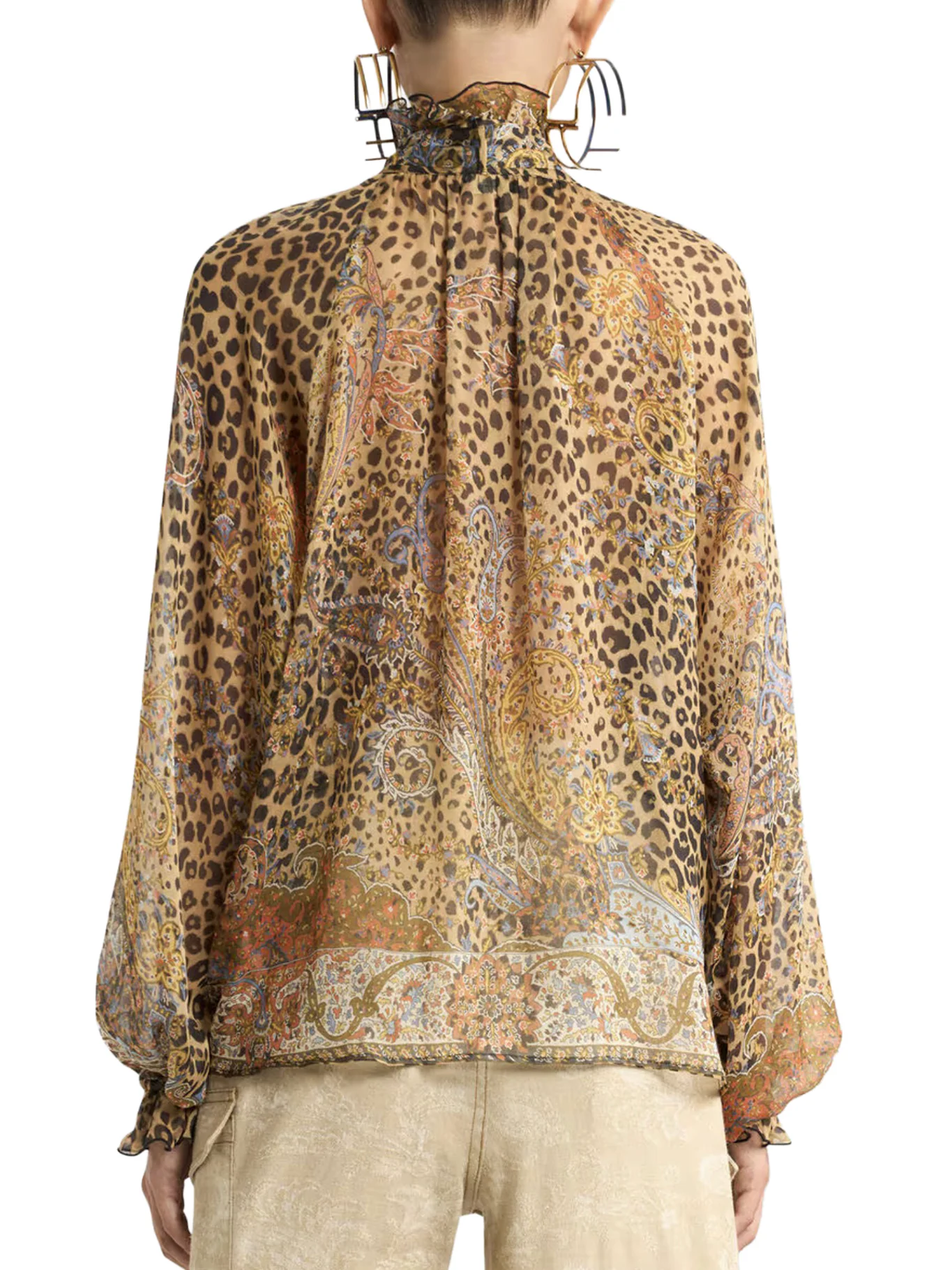 SILK CHIFFON BLOUSE WITH SCARF AND ANIMAL PAISLEY PATTERN - Image 3