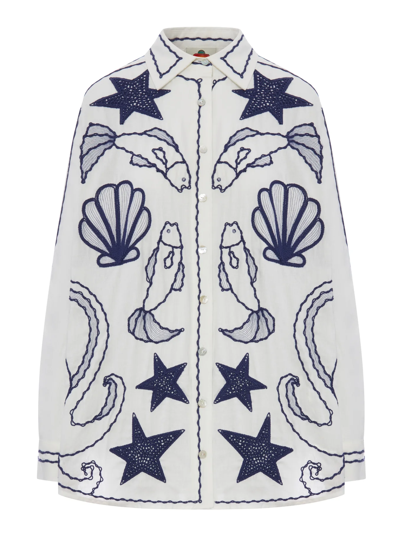 COTTON SHIRT WITH MARINE EMBROIDERY