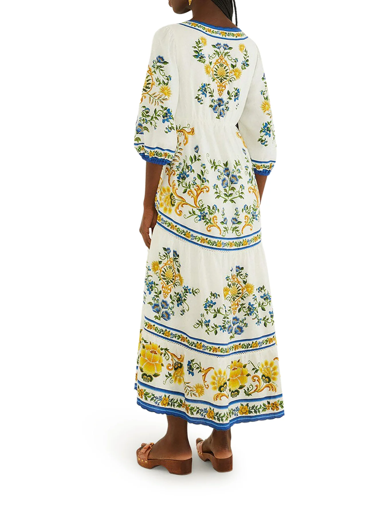 LONG DRESS WITH FLORAL PRINT AND THREE-QUARTER SLEEVES - Image 3