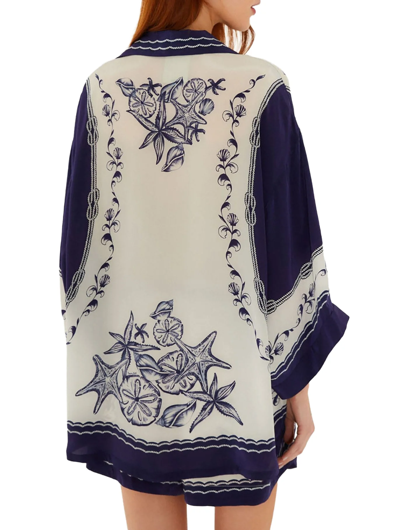 OVERSIZED SHIRT WITH NAVY BLUE PRINT - Image 4