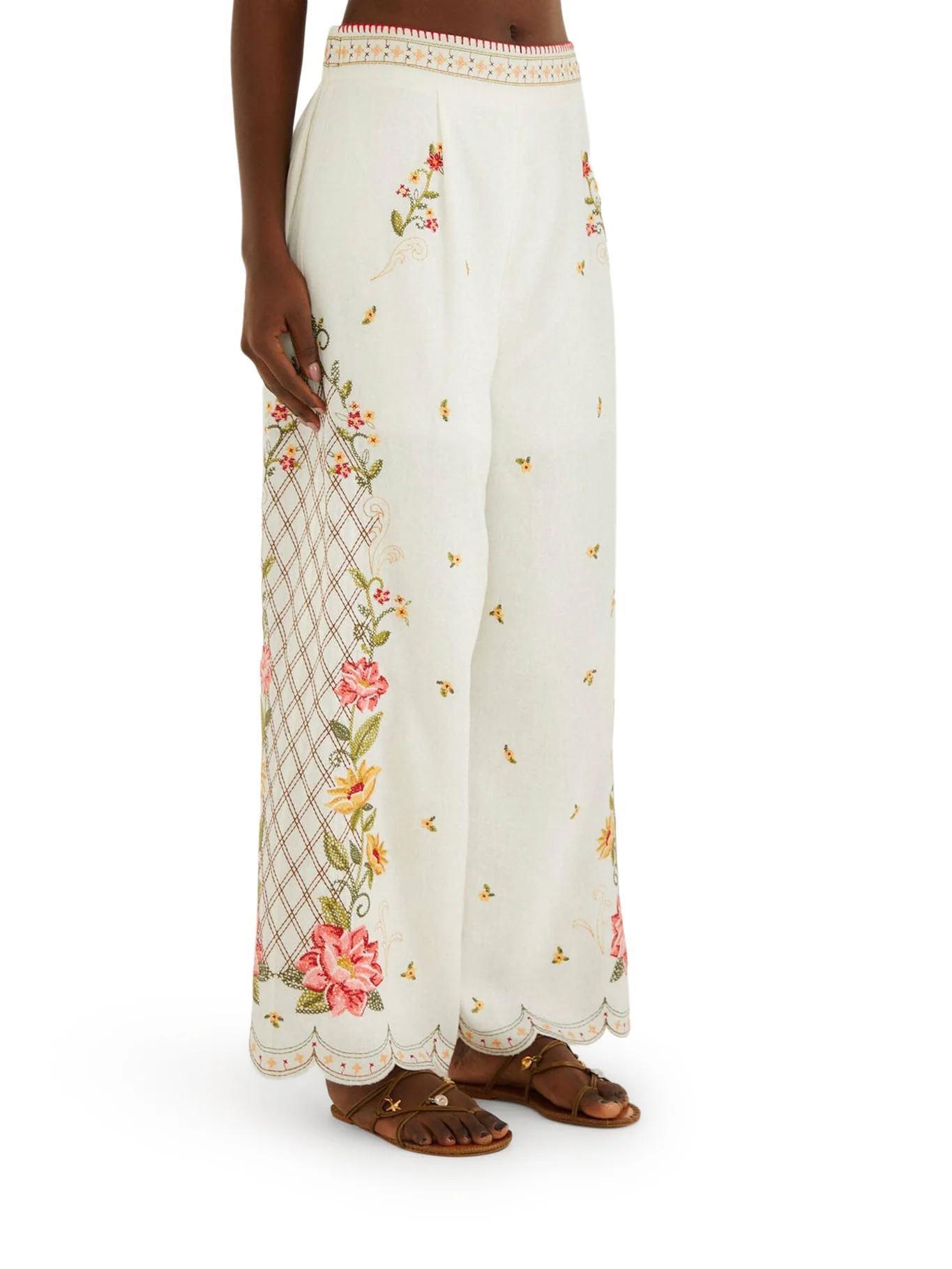 PALAZZO TROUSERS WITH FLORAL EMBROIDERY - Image 3