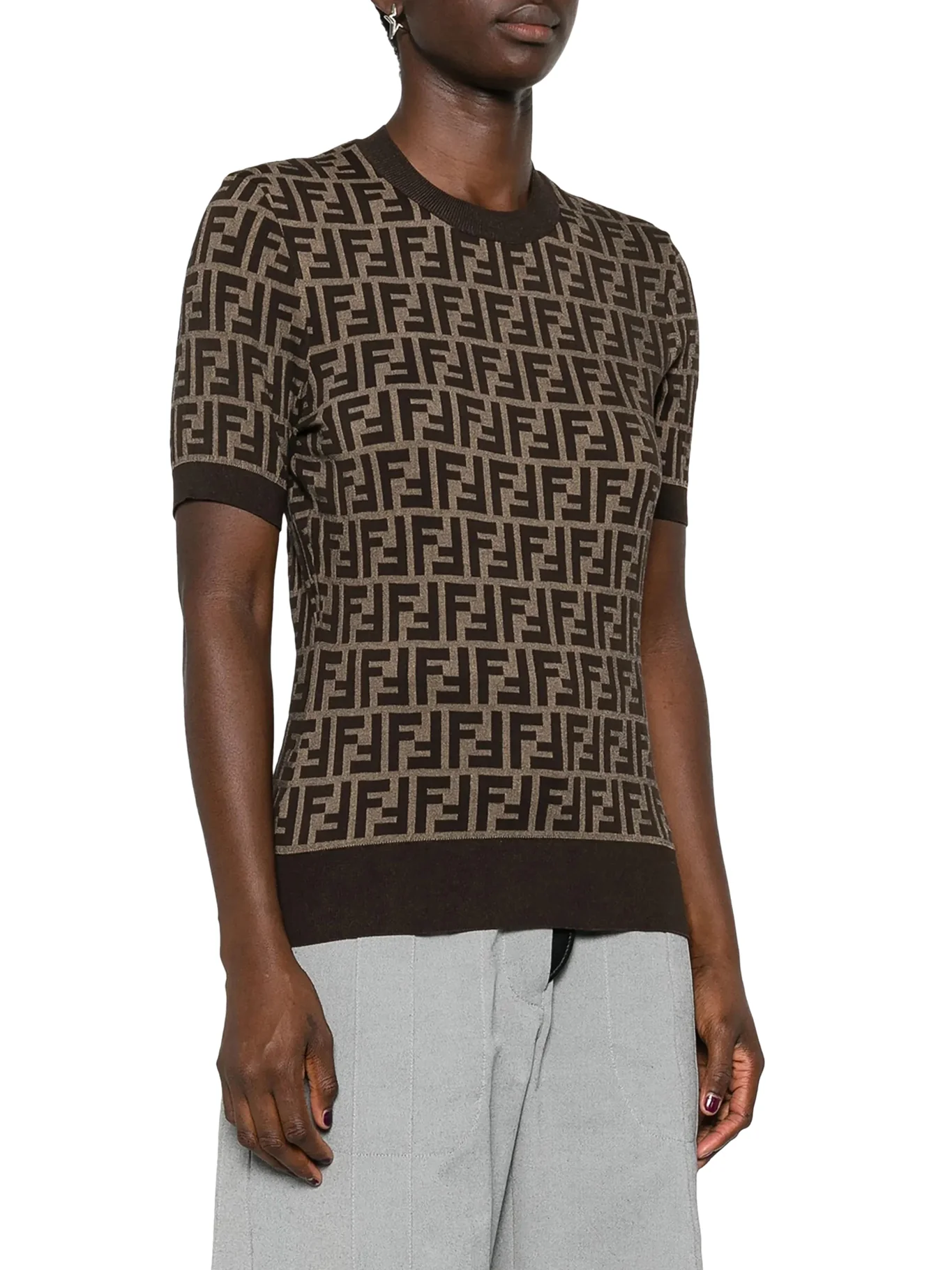 BROWN FF COTTON SWEATER - Image 3