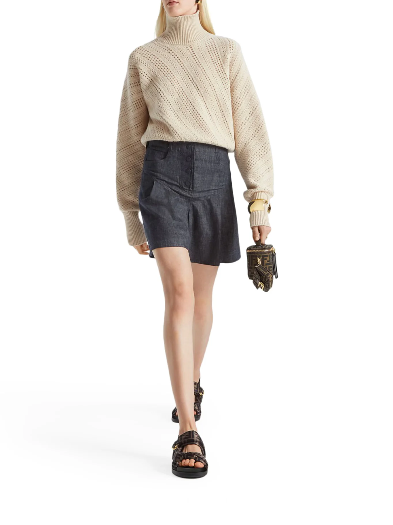 FENDI FEEL BROWN FF SATIN SANDAL - Image 2