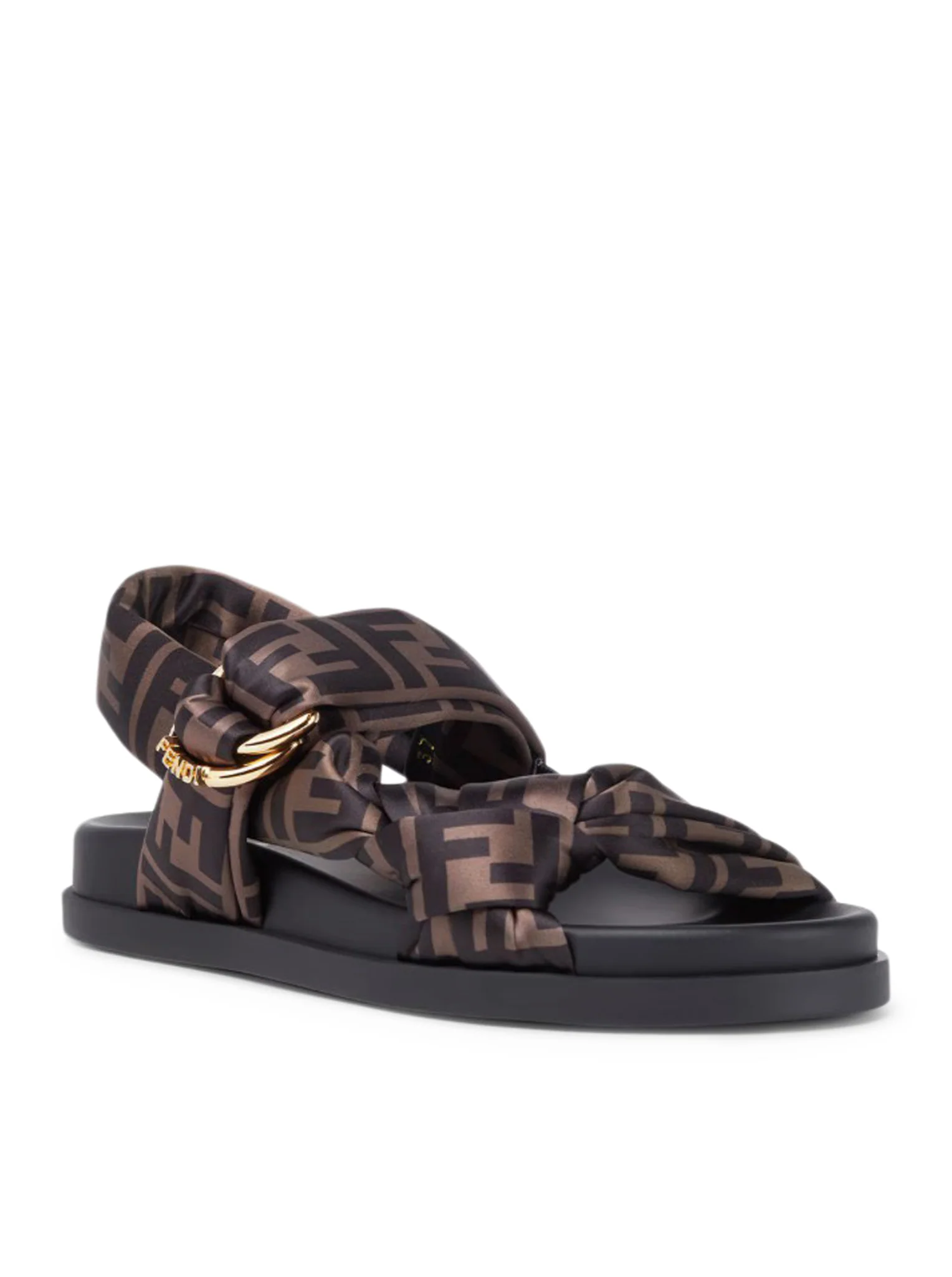 FENDI FEEL BROWN FF SATIN SANDAL - Image 3