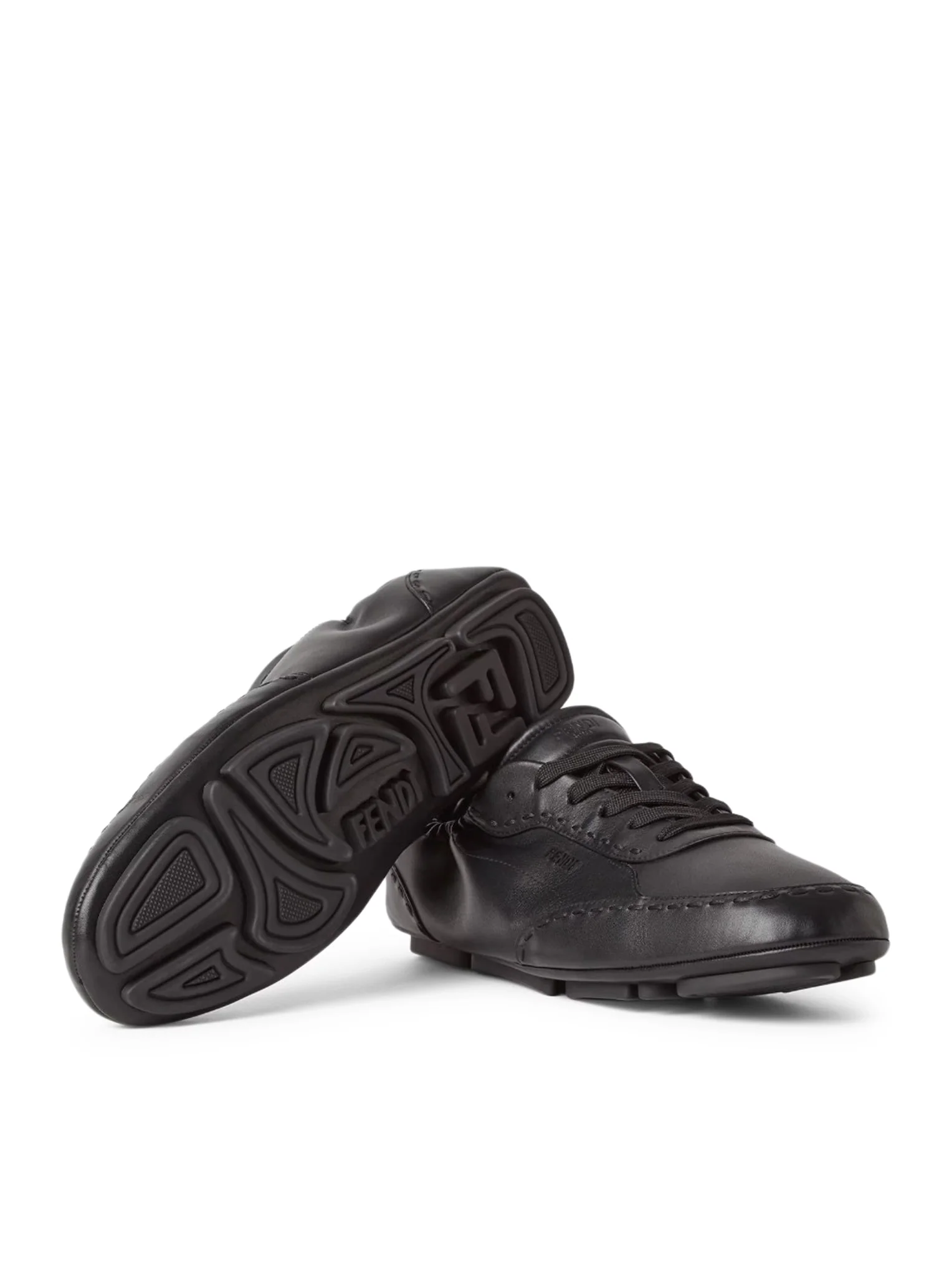 FENDI FIT LOW-TOP SNEAKERS IN BLACK LEATHER - Image 4