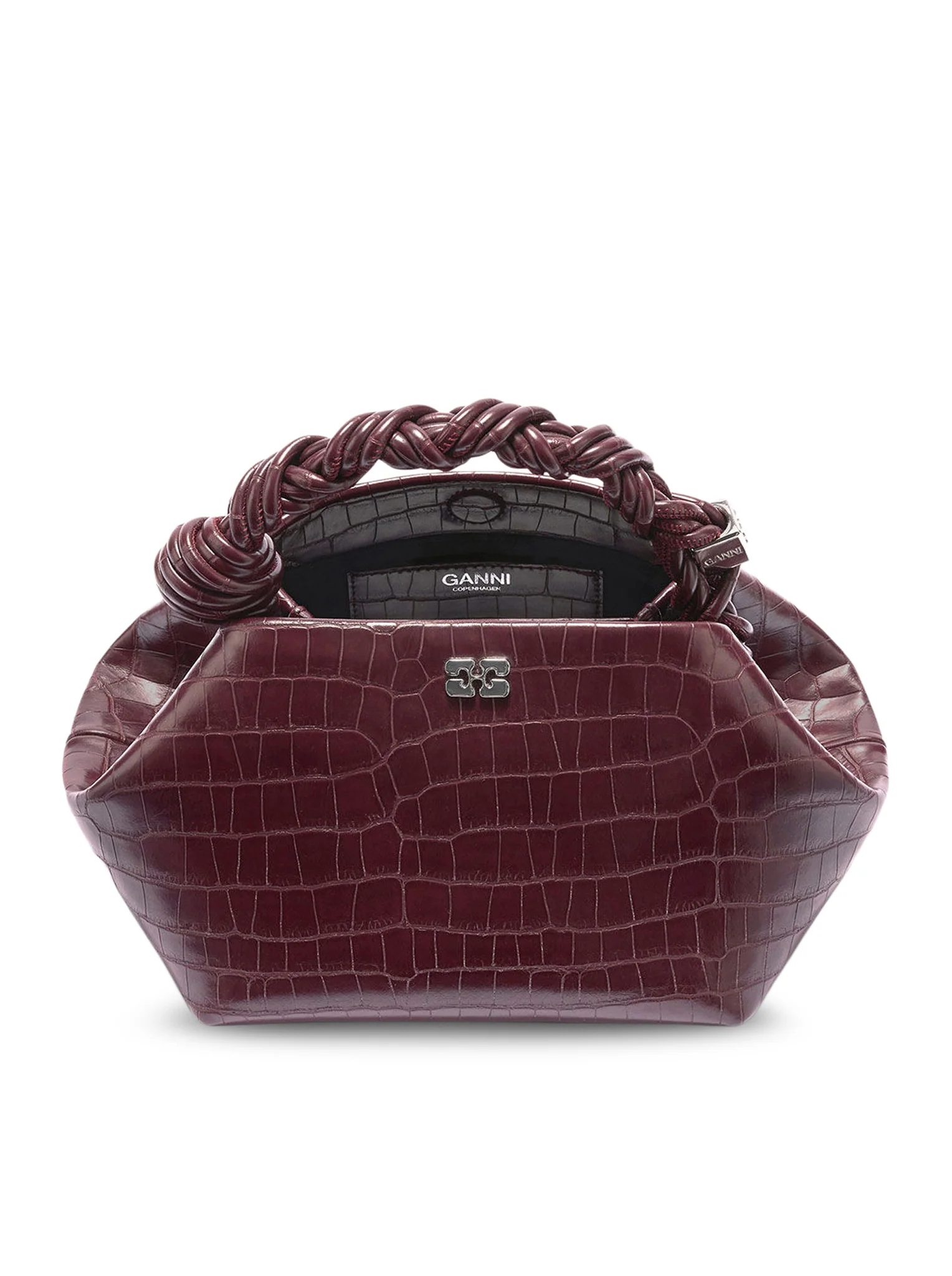 SMALL BLUE CROCODILE-EFFECT BAG IN BURGUNDY COLOR - Image 3