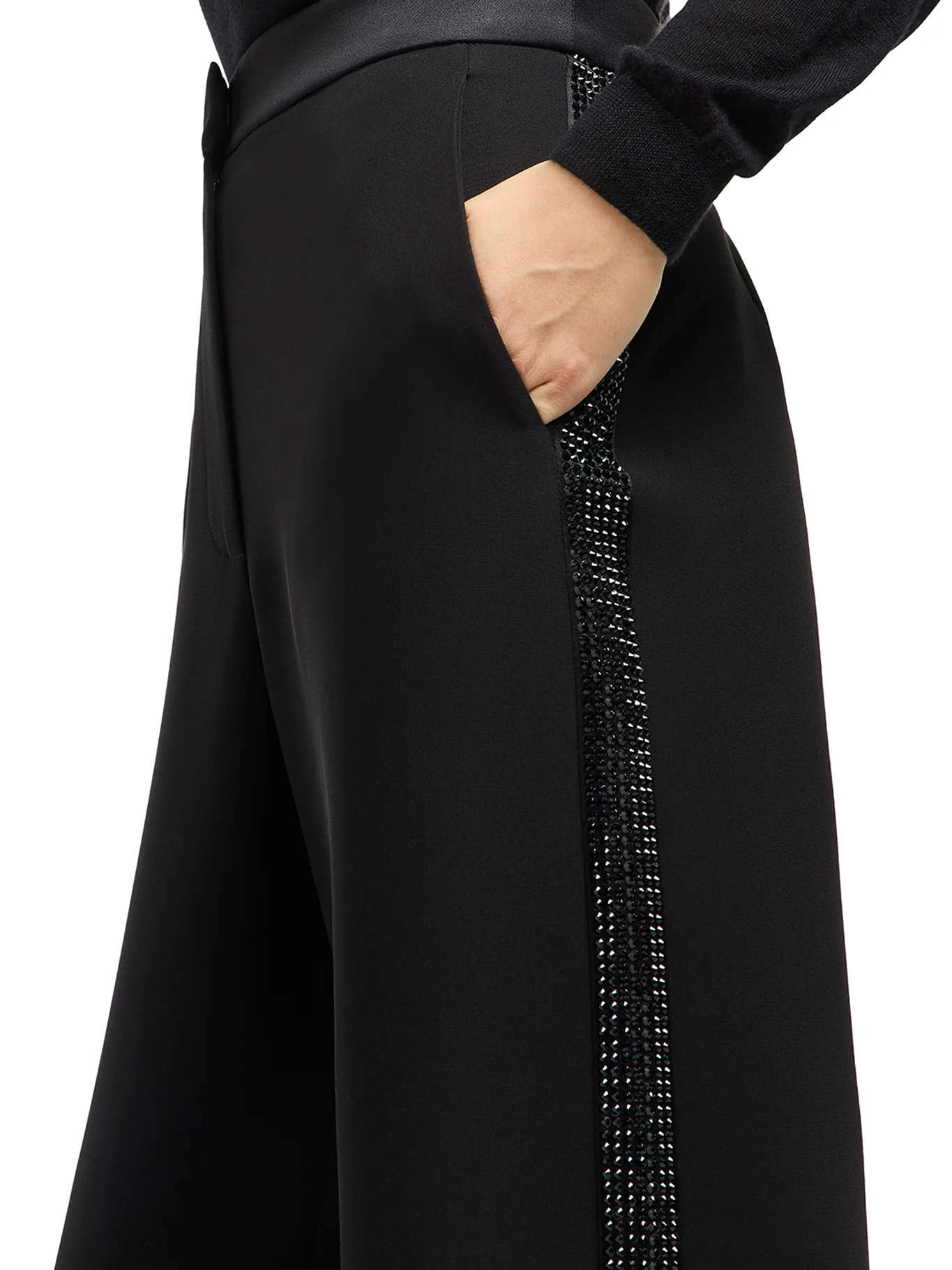 WIDE SILK TROUSERS WITH RHINESTONE DETAIL - Image 5