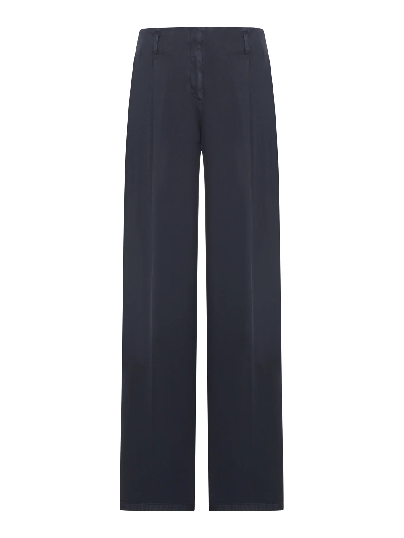 BLACK COTTON DENIM TROUSERS WITH LIVED-IN TREATMENT