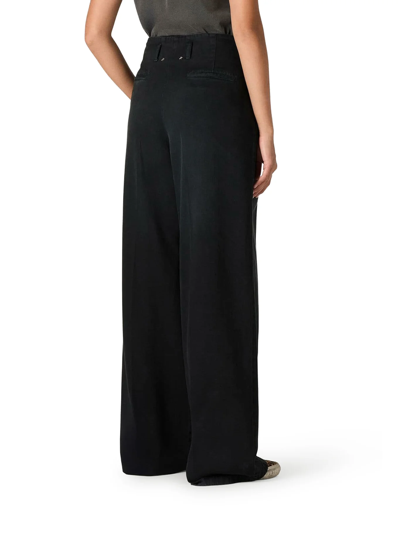 BLACK COTTON DENIM TROUSERS WITH LIVED-IN TREATMENT - Image 4