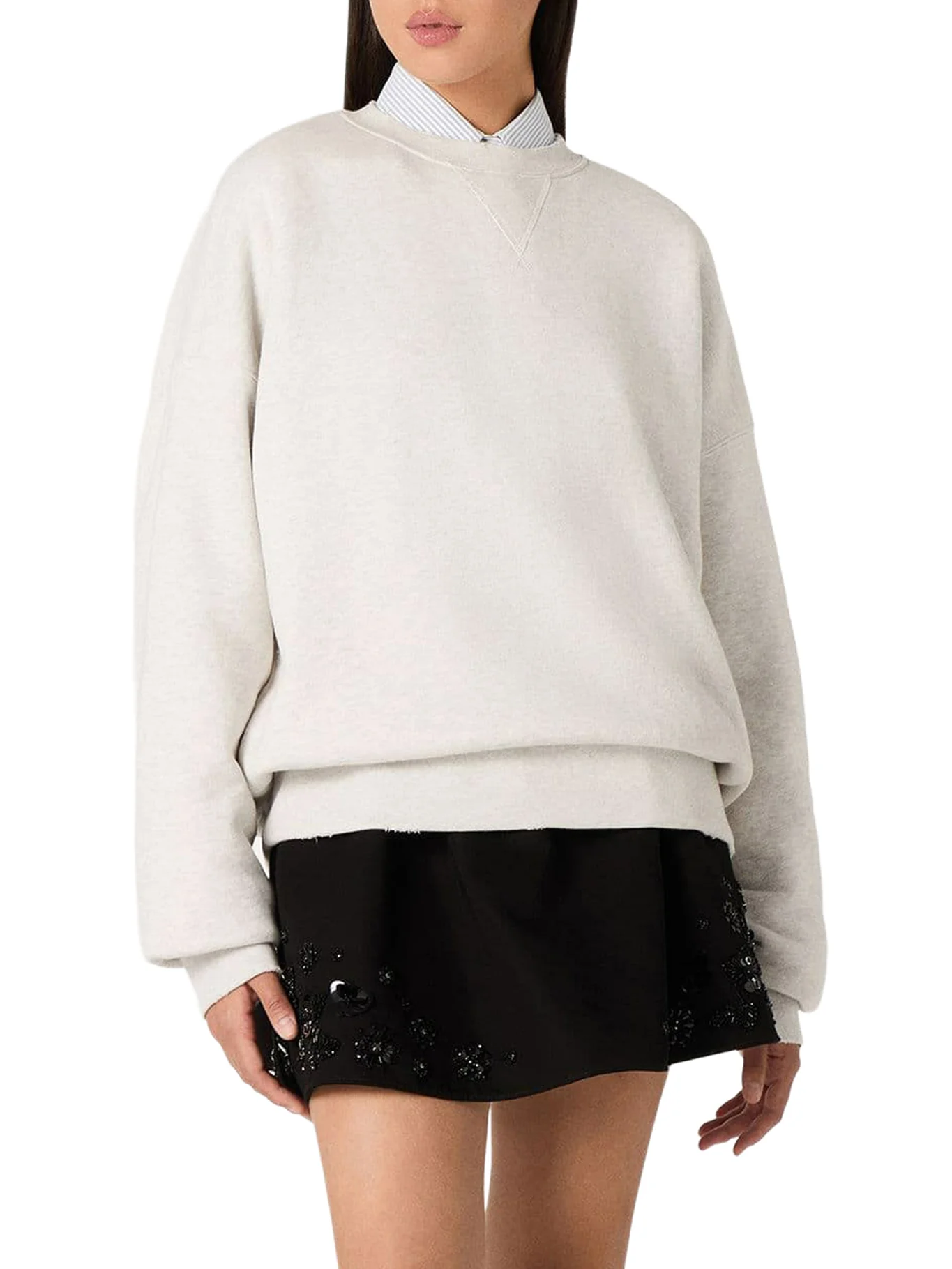 UNISEX STAR SWEATSHIRT IN GREY COTTON WITH EMBROIDERY AND CRYSTALS - Image 3