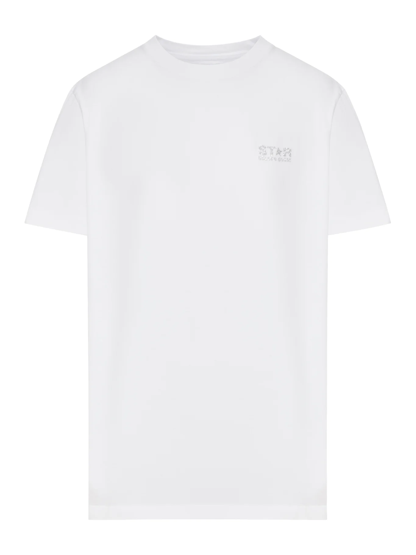 WHITE T-SHIRT WITH SILVER GLITTER LOGO AND STAR