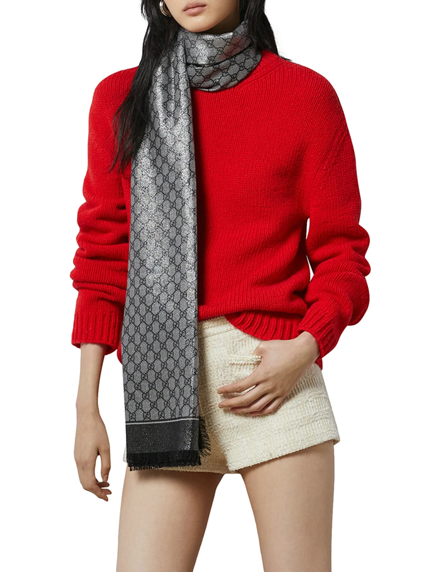 SHINY GG JACQUARD WOOL SHAWL - Image 2