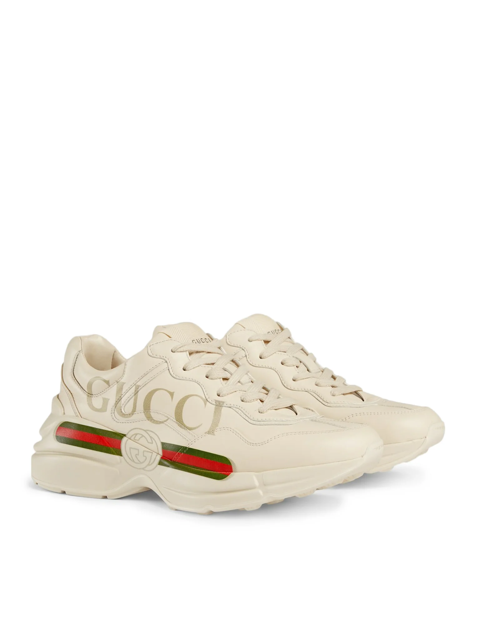WOMEN`S RHYTON SNEAKERS IN LEATHER WITH GUCCI LOGO - Image 2