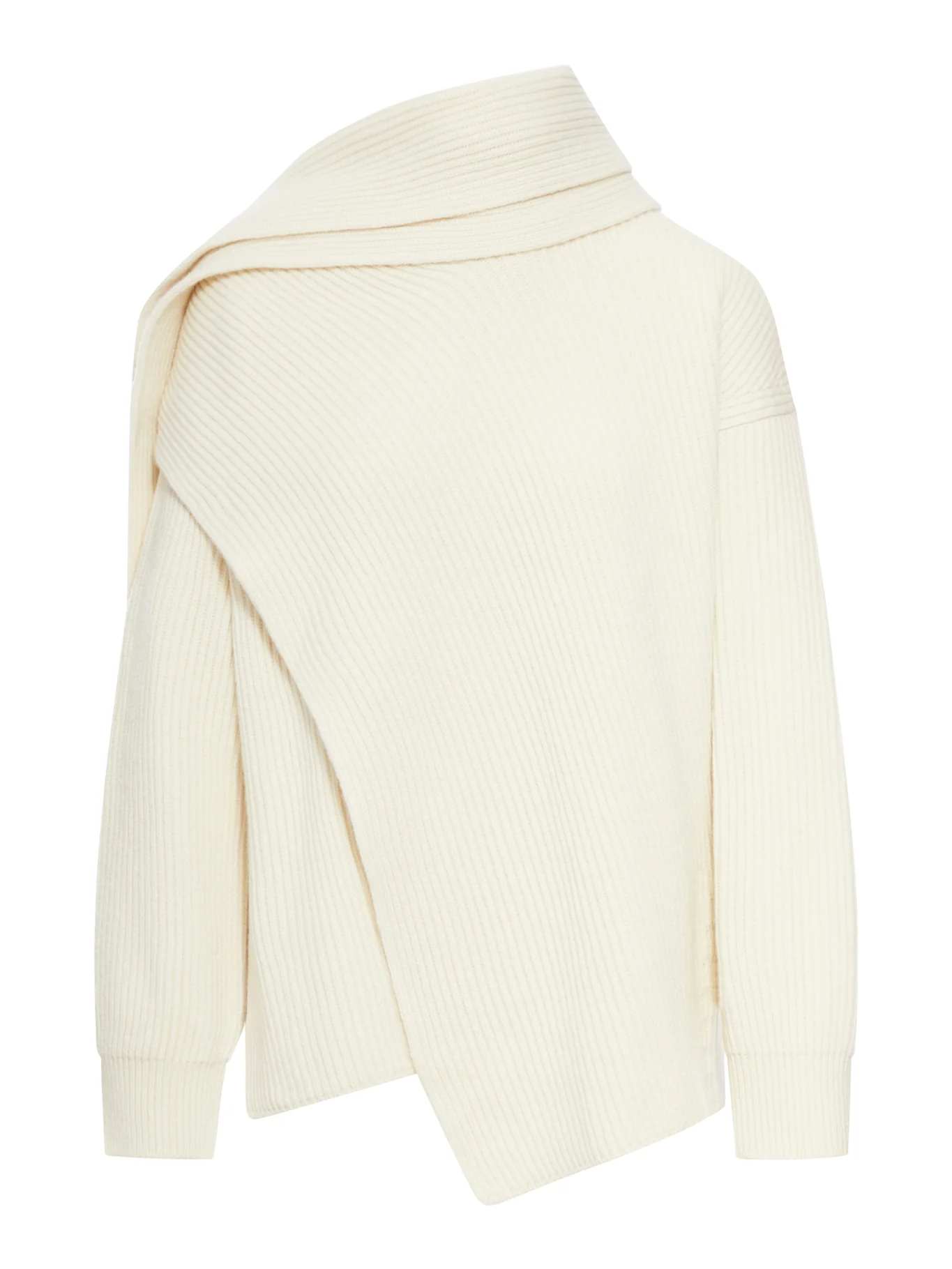 FINE WOOL SWEATER WITH WRAP SCARF DETAILS