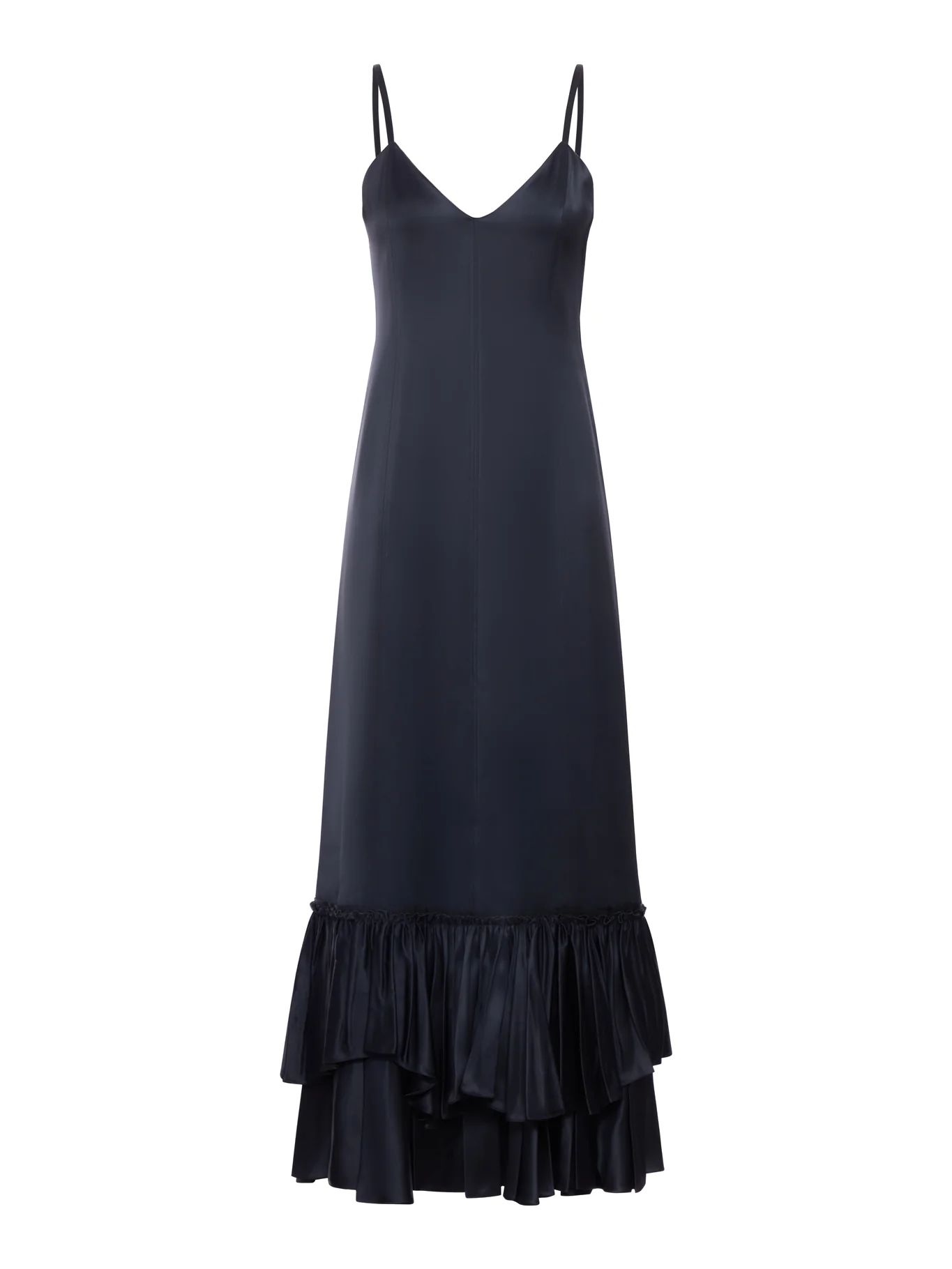RUFFLED SILK BLEND DRESS