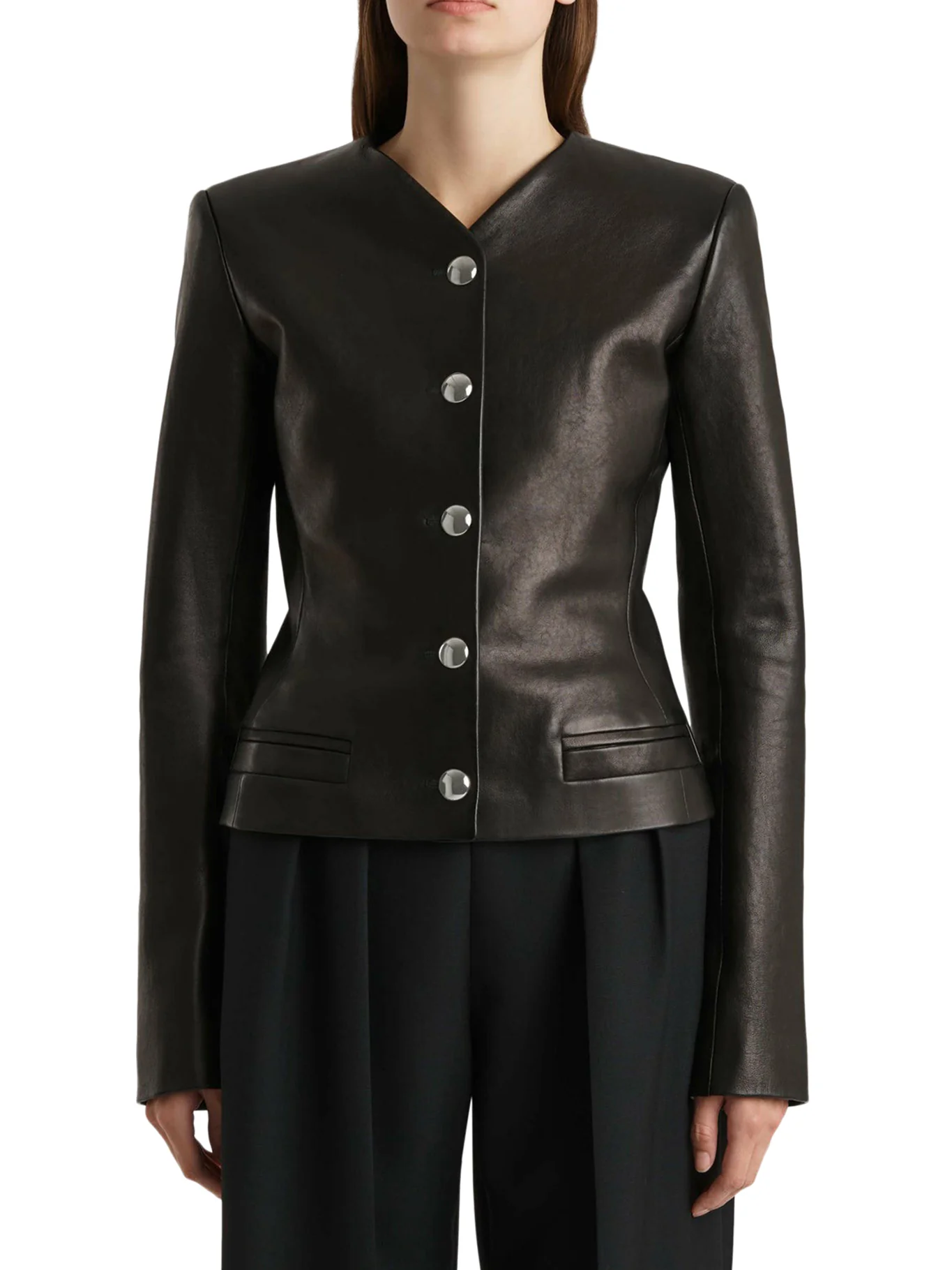 NARA LEATHER PEPLUS JACKET - Image 3