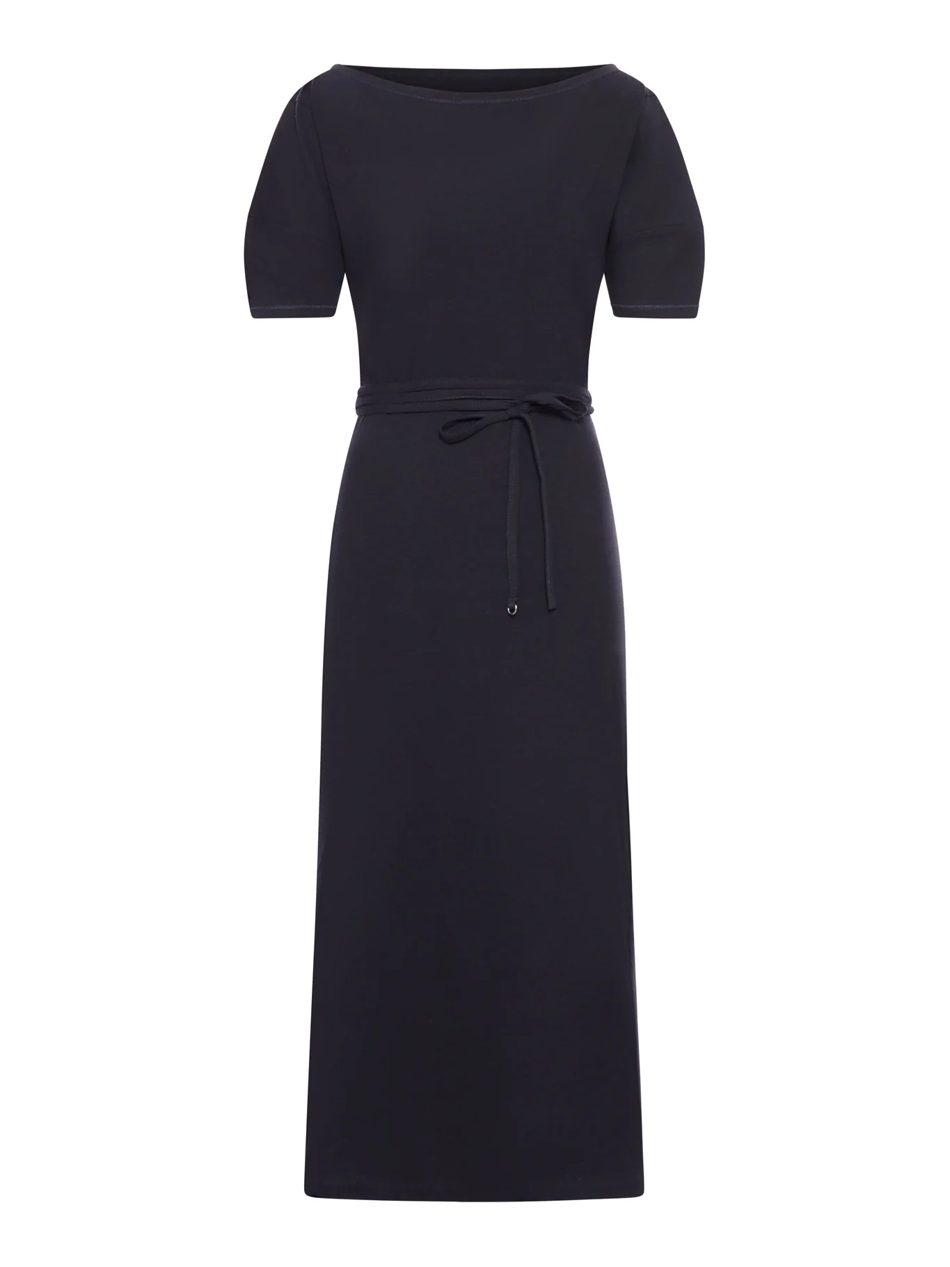 OFF-SHOULDER DRESS IN HEAVY LINEN AND COTTON JERSEY