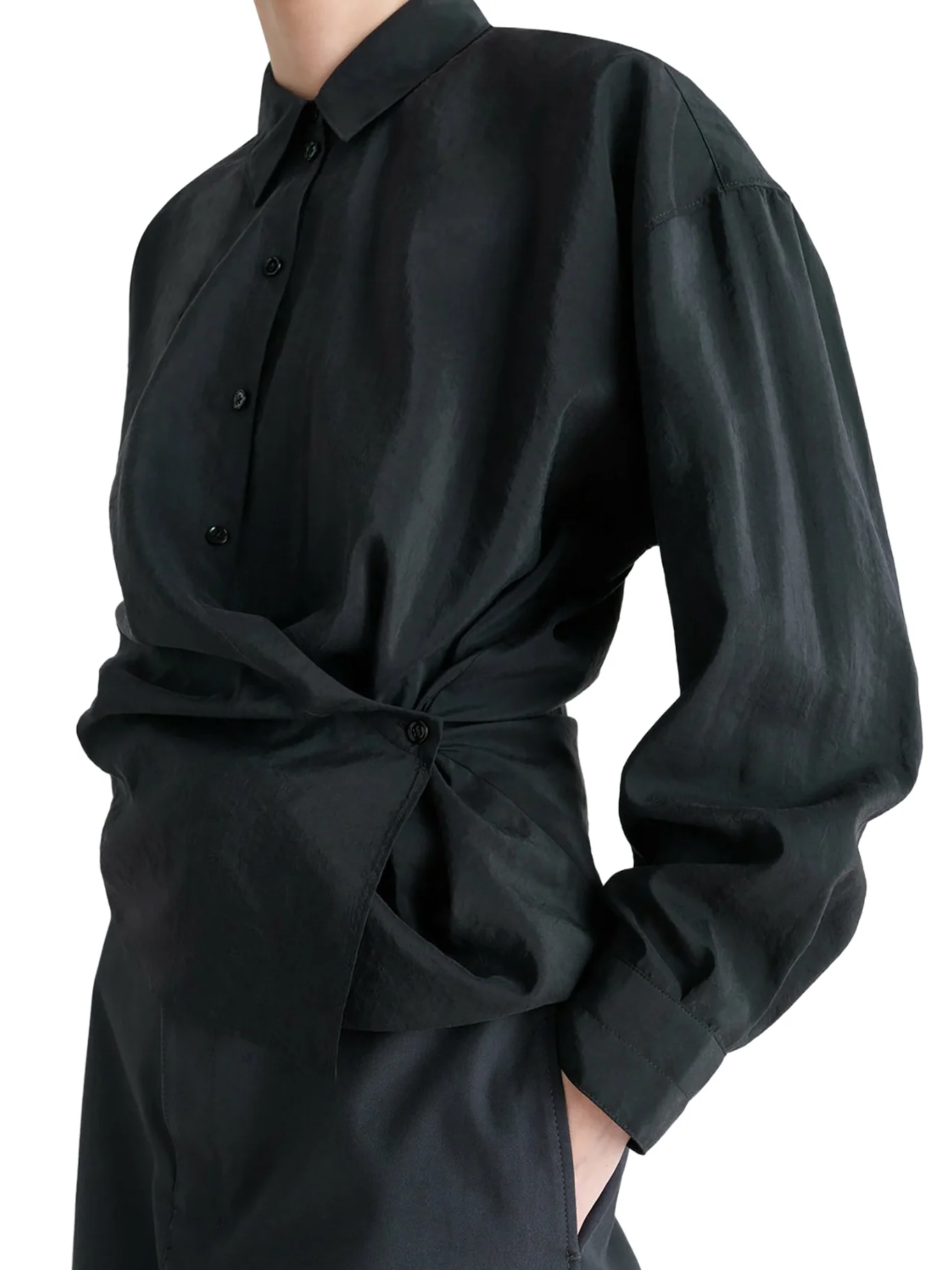 STRAIGHT COLLAR TWISTED SHIRT - Image 5